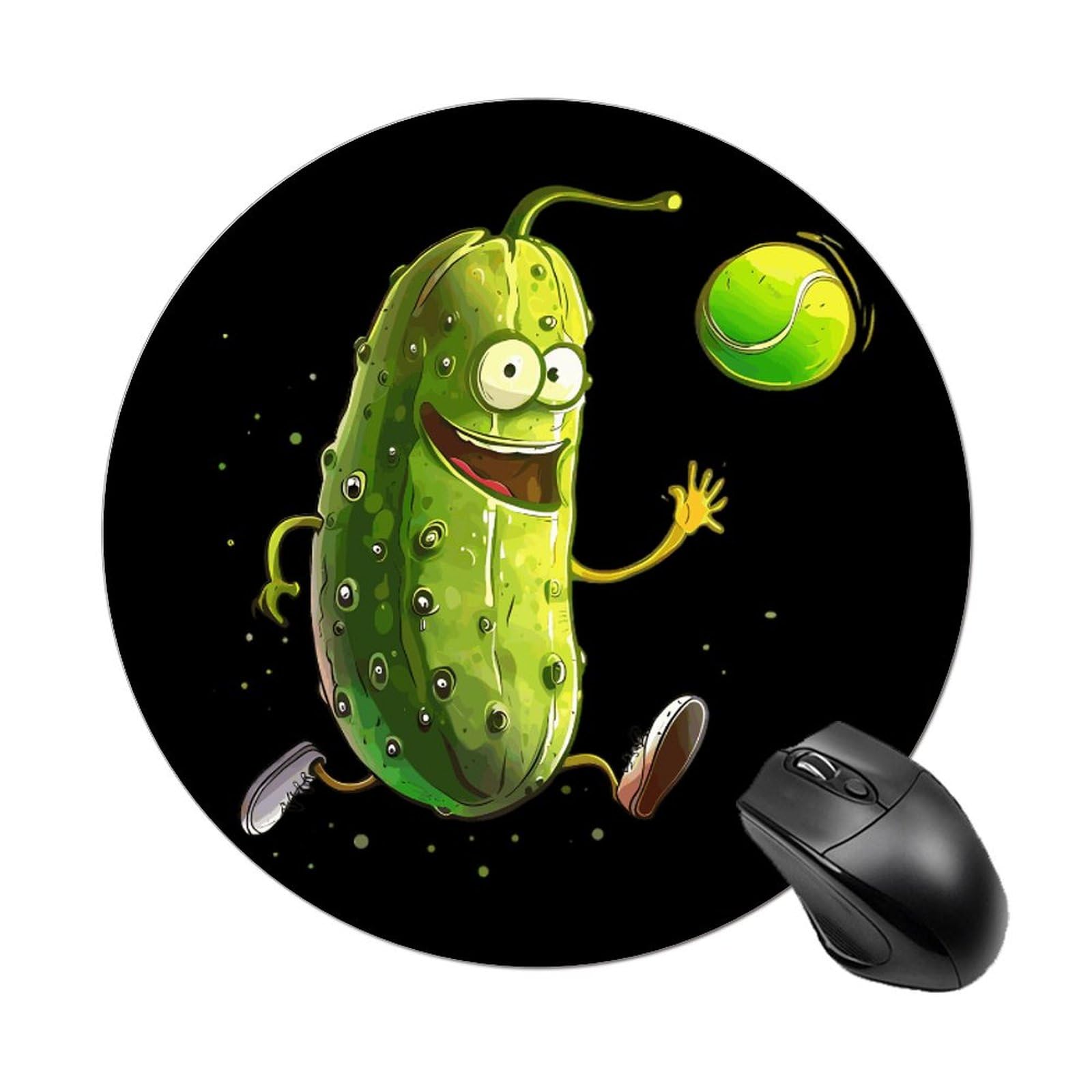 Pickle And Tennis Ball Mouse Mat Pad Round Gaming Mousepad Desktop Mousemat