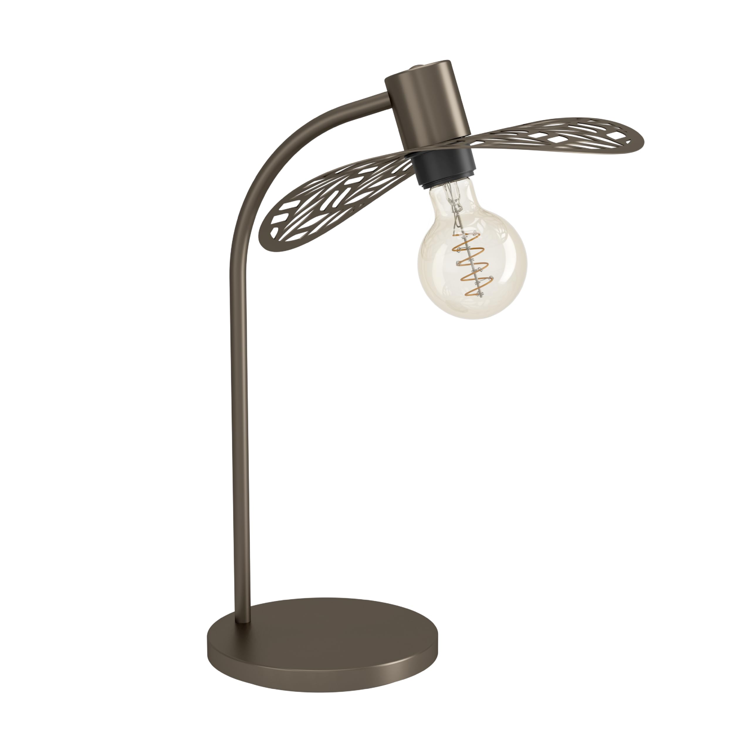 Eglo Swaby Lámpara de mesa con pantalla curvada, decoración | para habitaciones, salones, mesas y mesitas de noche, fabricada en metal de color bronce, con casquillo E27, 46,5 cm