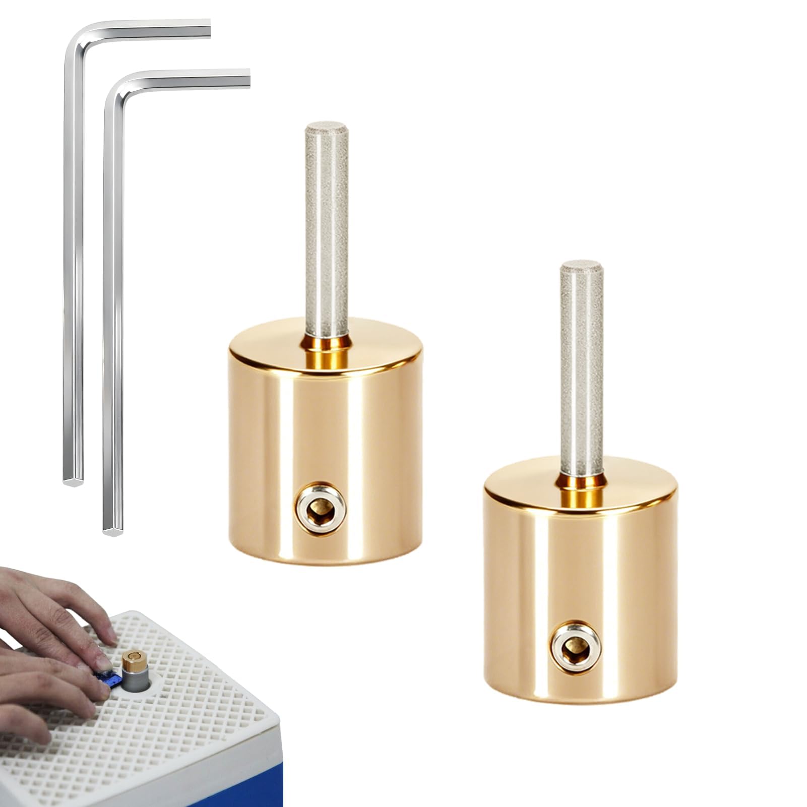 Photo 1 of 2PCS Stained Glass Grinder Bits, Diamond Grinder Bit Head Tools Stained Glass Brass Core Grinder Bits & Diamond Grinder Bit Head Tools and Supplies (1/4inch)
