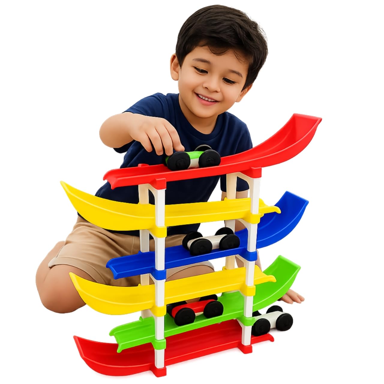 6 Level Car Racer Ramp Track Toy for Kids | Car Ramp Track Toy | 6 Colorful Ramp & 4 Mini Cars |-image-30