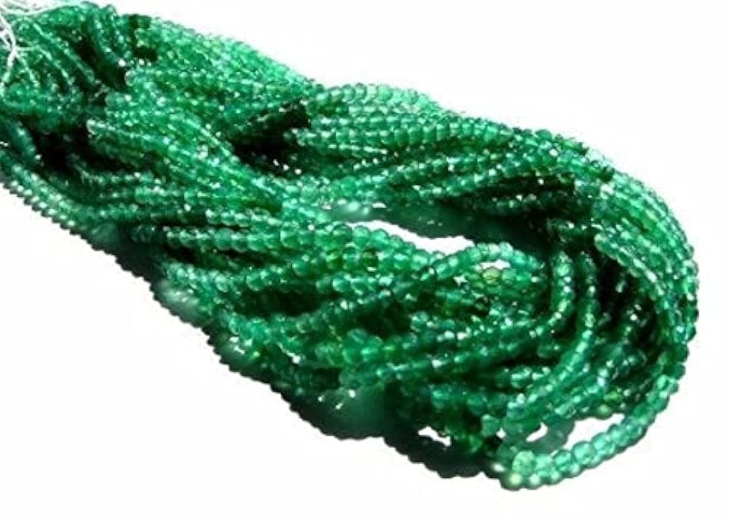 Green Onyx micro faceted rondelles 3.5mm pour création de bijoux DIY