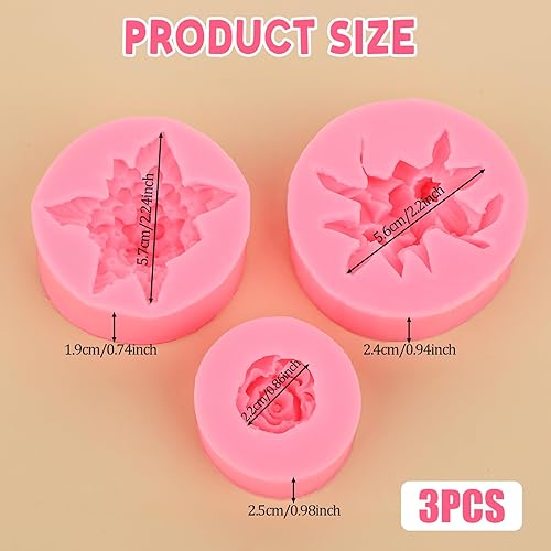 Miniatura 2 de 3 moldes de silicona con forma de flor en 3D, moldes de vela de resina, moldes redondos de peonía de rosas para hacer velas, fondant de silicona