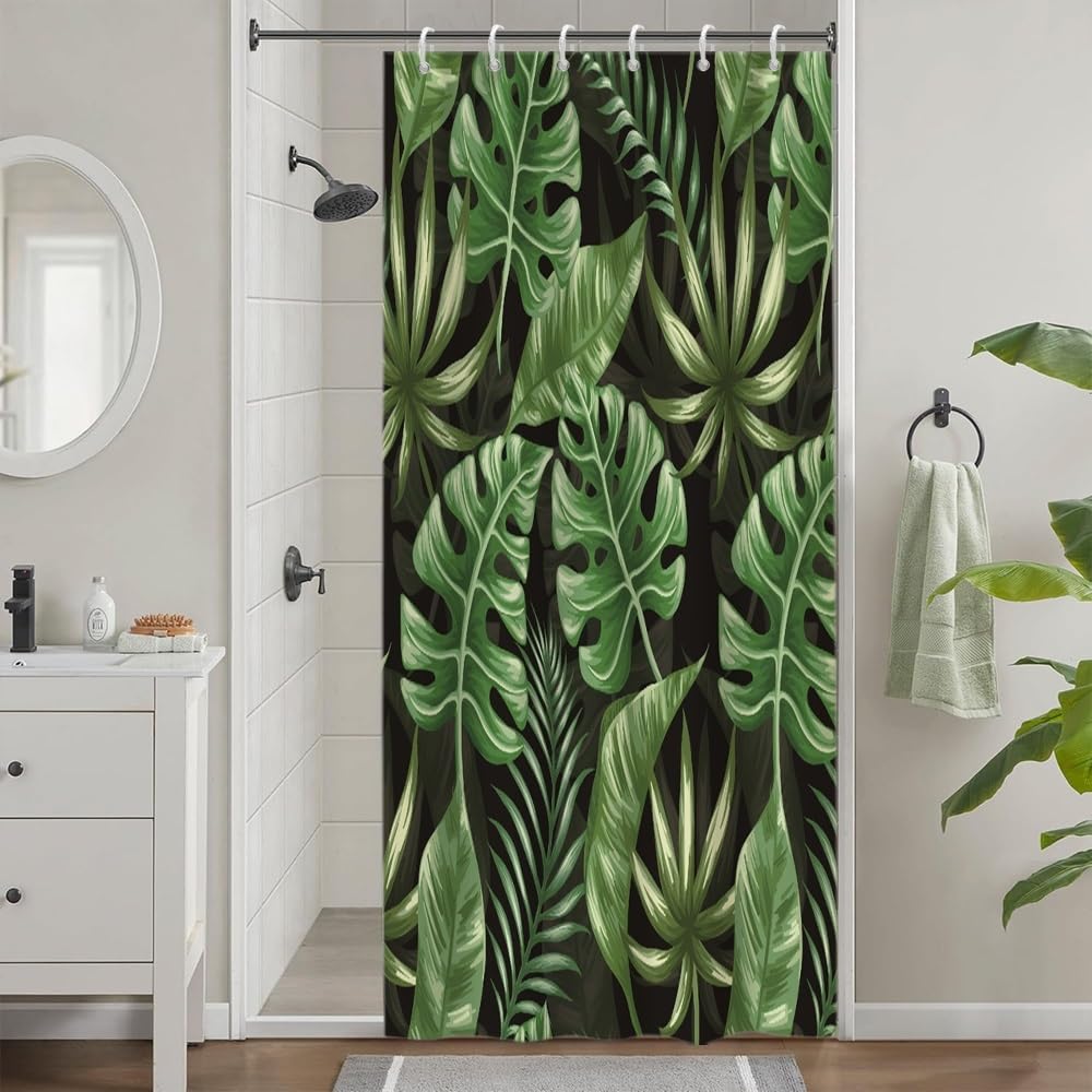 Cortina de Ducha de Hoja Eucalipto, Cortinas de Ducha Verde Oro Abstracto Planta Cortinas de Baño Antimoho Impermeable Lavable Tejido de Poliéster Cortina Ducha con 12 Ganchos 120x200cm — view 17