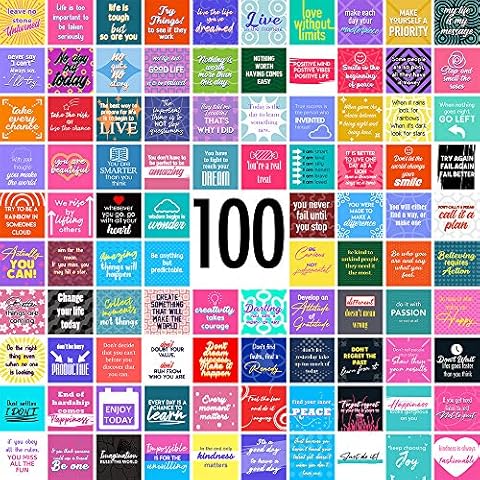 100 Motivational Inspirational Cards- Encouragement, Gratitude, and Self Care - 3"x3" Size Cover