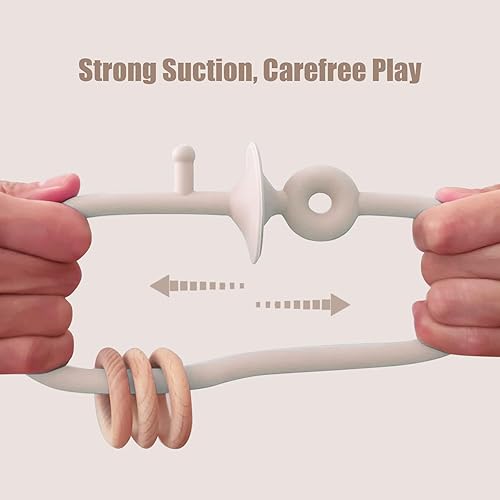 Miniatura 10 de zeeloopbee Juguetes para silla alta con ventosas para niños pequeños, juguete de dentición de silicona de grado alimenticio para niños de 6, 9, 12,