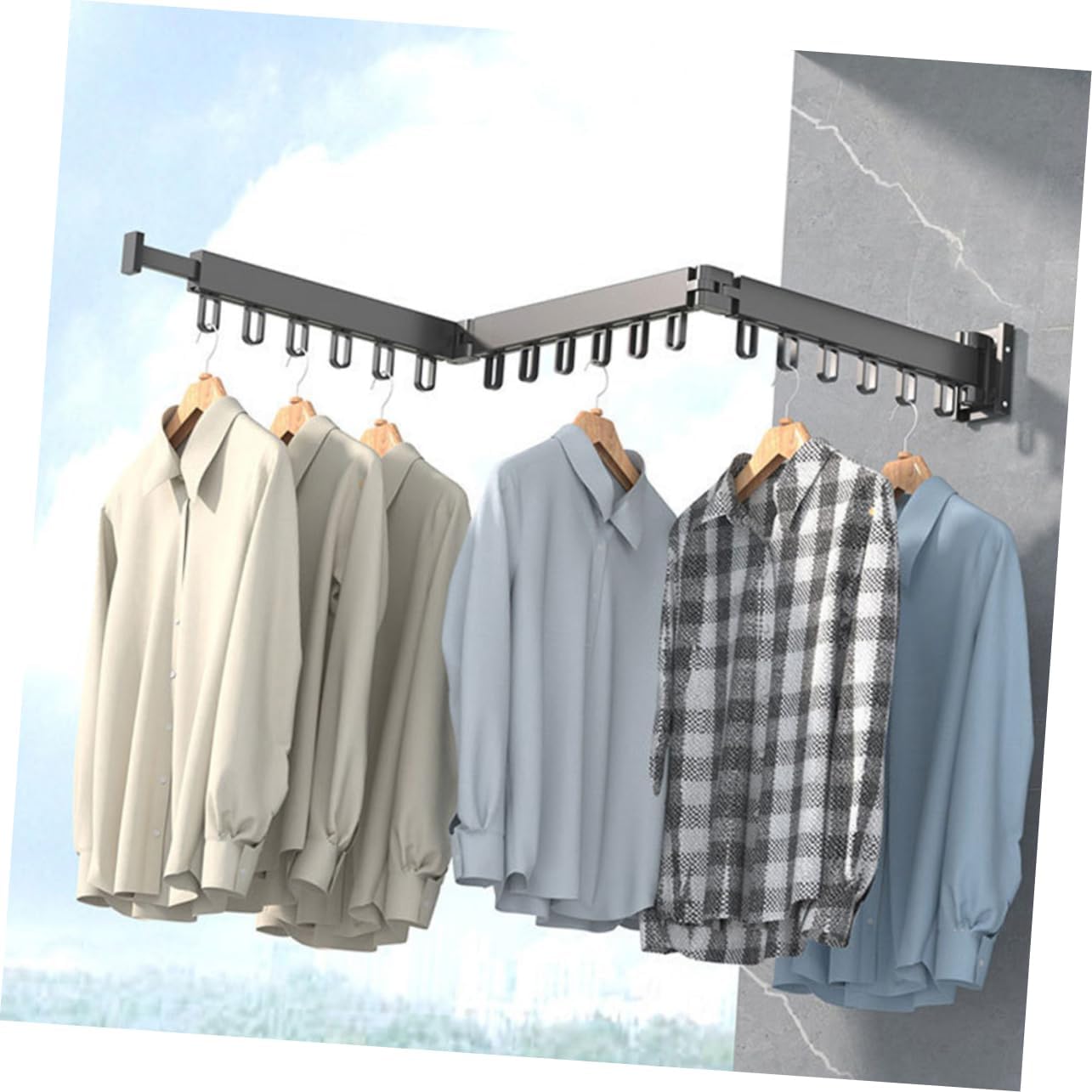 Folding Wall-Mounted Clothes Drying Rack Compact and Retractable Laundry Drying for Spaces Easy to Install Metal Clothing Organizer for Efficient Air