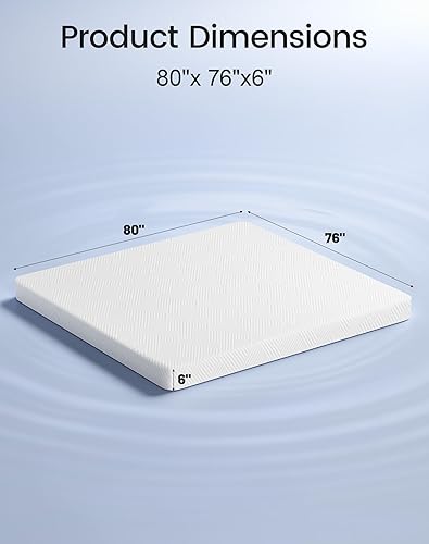 Miniatura 2 de Colchón tamaño King de espuma viscoelástica de 6 pulgadas en una caja con gel de enfriamiento, alivio de presión con soporte firme medio,