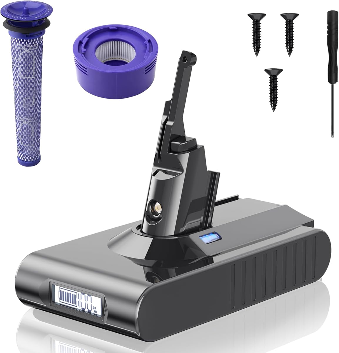 Upgraded 8.0 Ah 21.6V V8 SV10 215681 Battery Replacement for Dyson V8 Battery Compatible with V8 Absolute V8 Motorhead V8 Fluffy V8 Animal 967834-05 Vacuum Cleaner with LCD Power Display