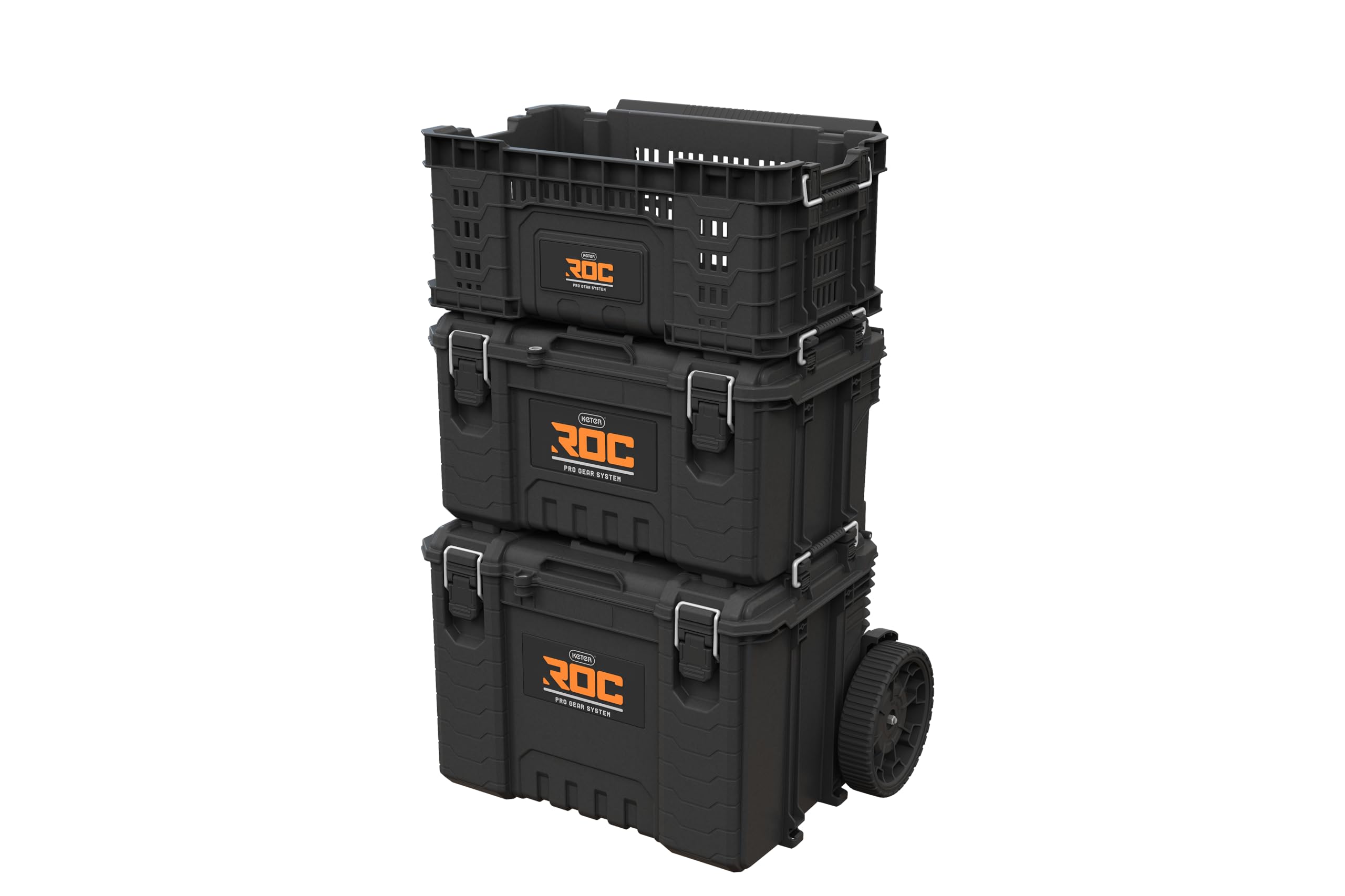 Keter ROC Pro Gear Caisse de rangement pour outils modulaire, empilable, légère, durable, noir