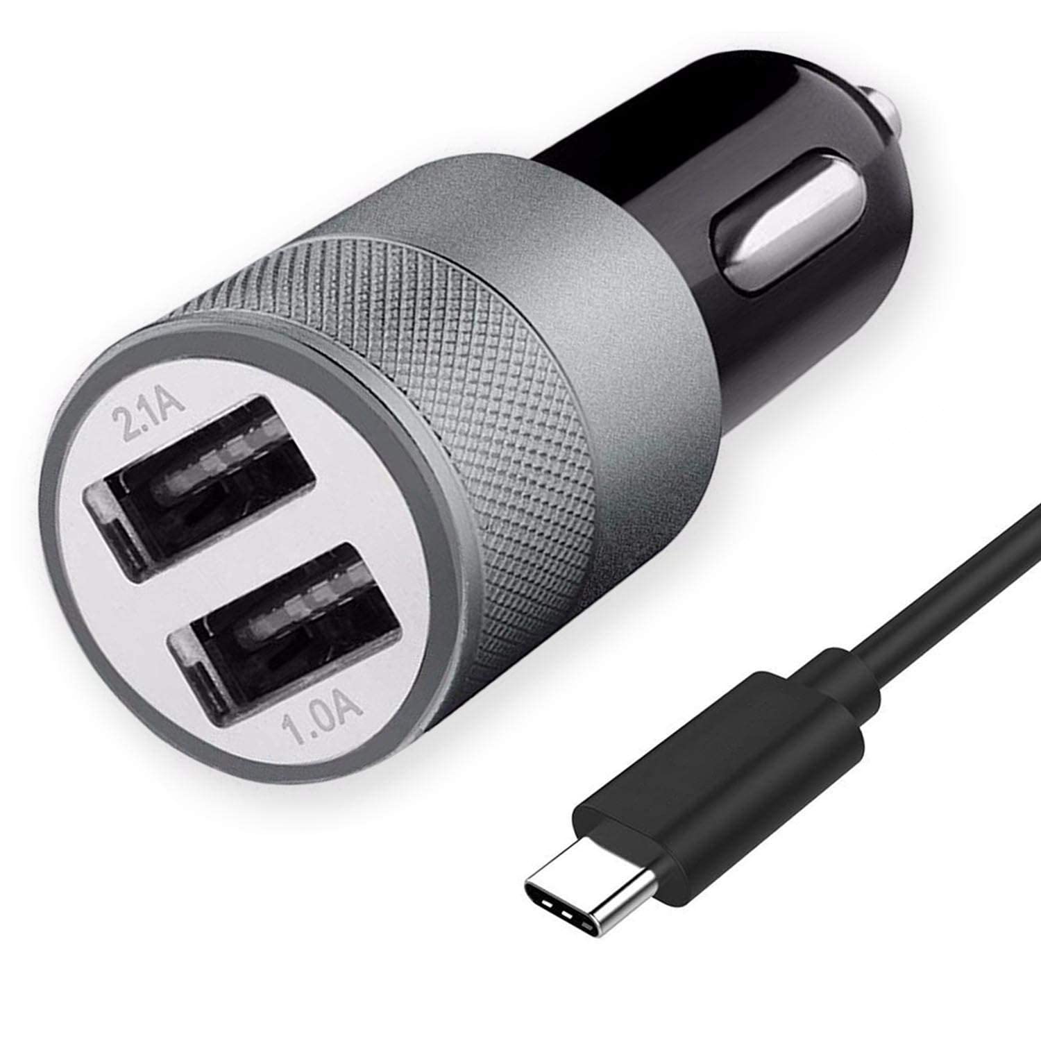 Ultra Fast Dualport Car Charger for Samsung Galaxy S8 Car Charger | High Speed Rapid Fast Turbo Metal Android & Tablets Car Mobile Charger with Type-C USB Charging Cable (3.1A, Multi)