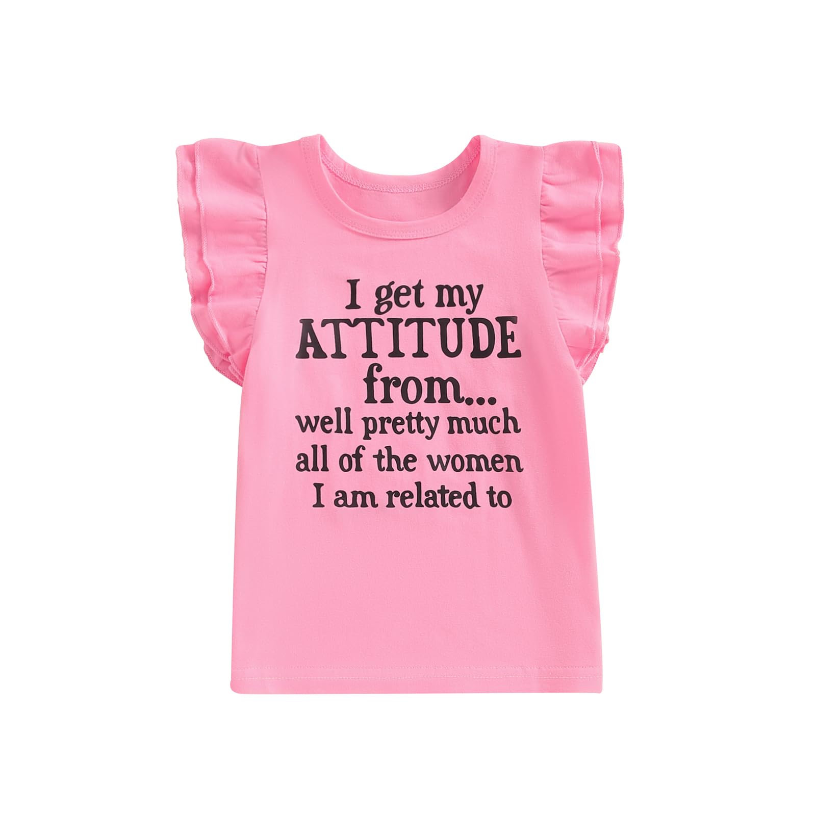 Toddler Girl Clothes Sleeveless Baby T-Shirt Tops Attitude Letters Girl Summer Clothes (Pink, 2-3 Years)