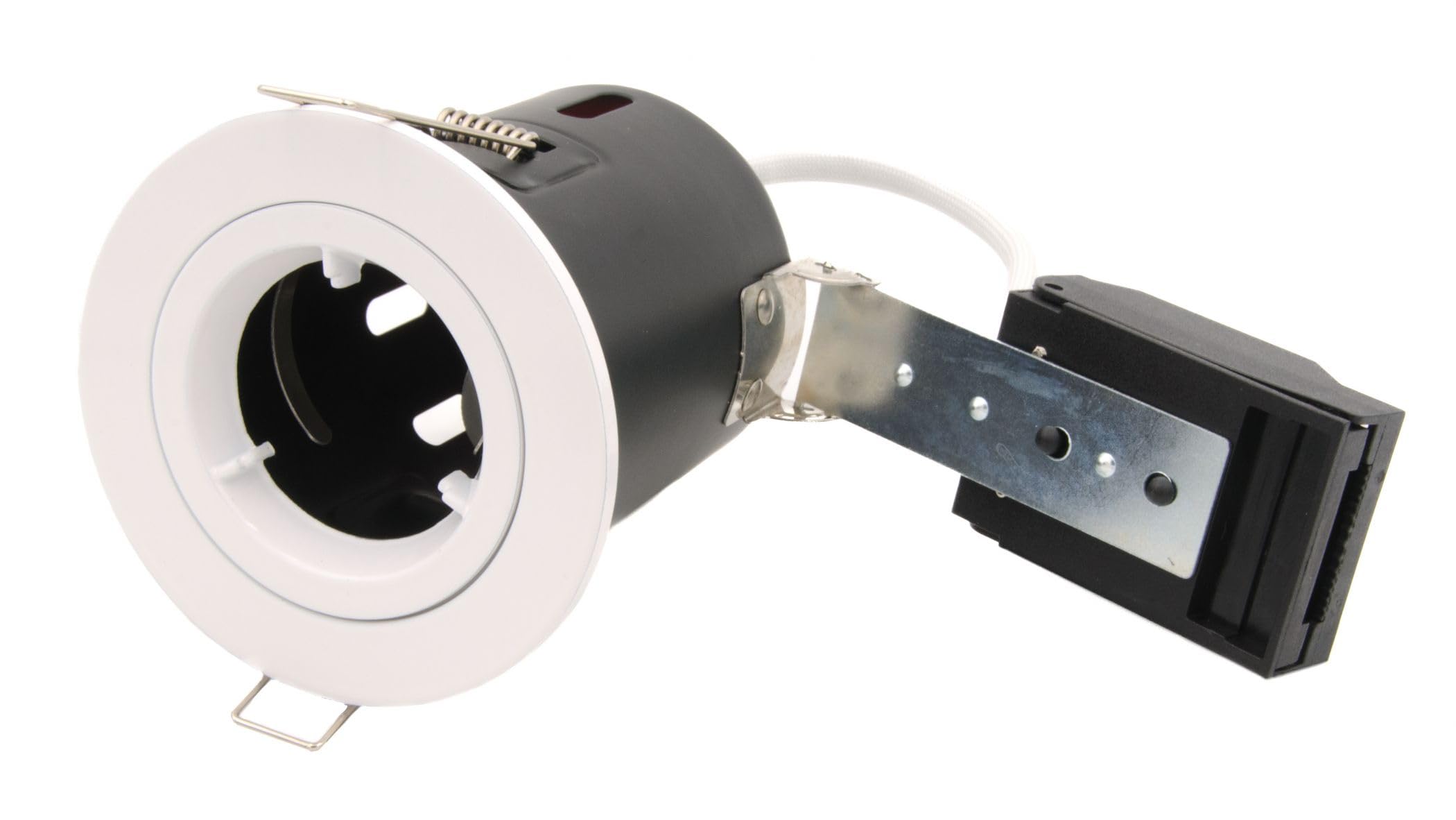 Leyton Lighting LLFR-D-WH-GU GU10 Fixed Downlight, IP20, 87mm, White, IC, Loop in/Out