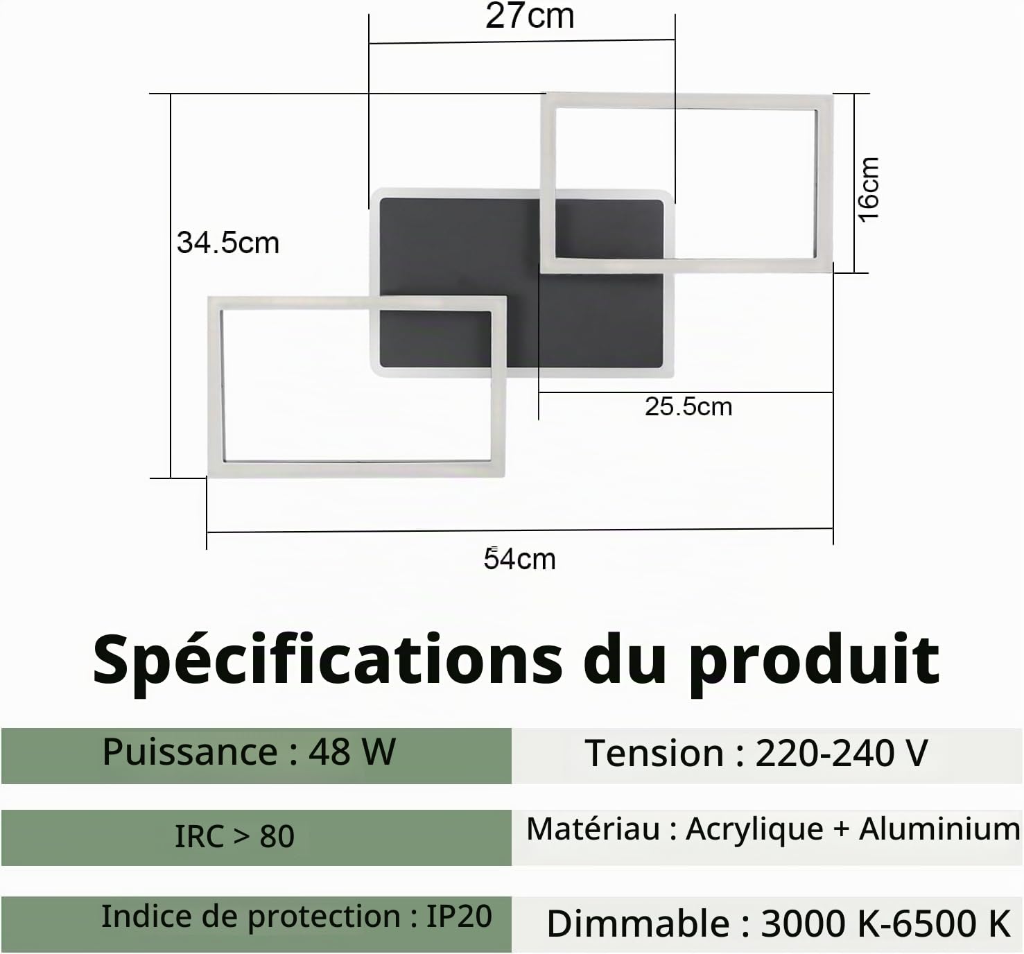 ZMH Plafonnier LED Plafonnier de Salon Lampe de Chambre à Coucher à