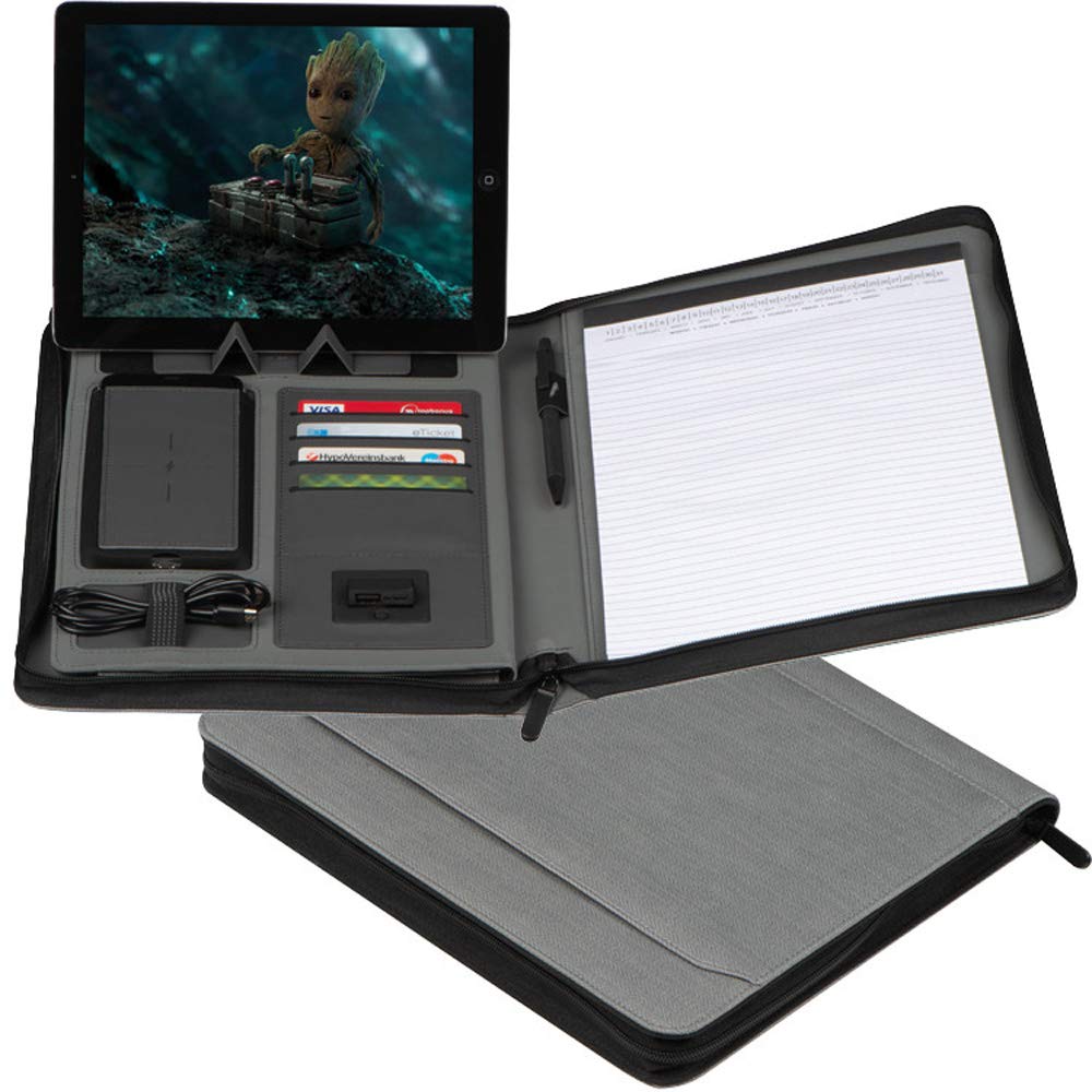 Schreibmappe aus Kunstleder mit Powerbank für persönliche Daten als Personal Organizer für Büro und Arbeitsplatz 25,7 x 32,7 x 3,3 cm von notrash2003