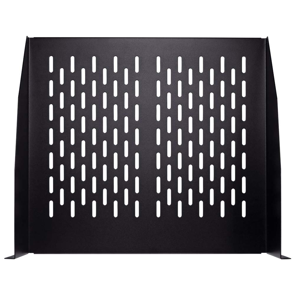 NavePoint 2U - Estante universal ventilado para gabinete de servidor, 19 pulgadas, 16 pulgadas de profundidad, color negro