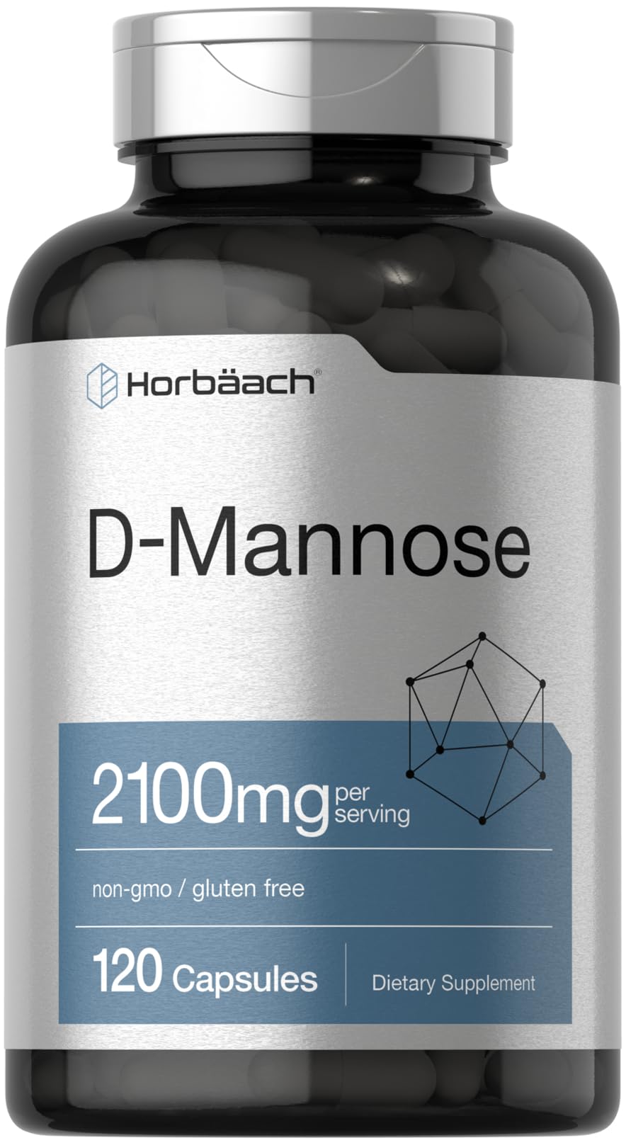 Horbäach D-Mannose Supplement 2100mg | 120 Capsules | Pills for Women and Men | Non-GMO & Gluten Free