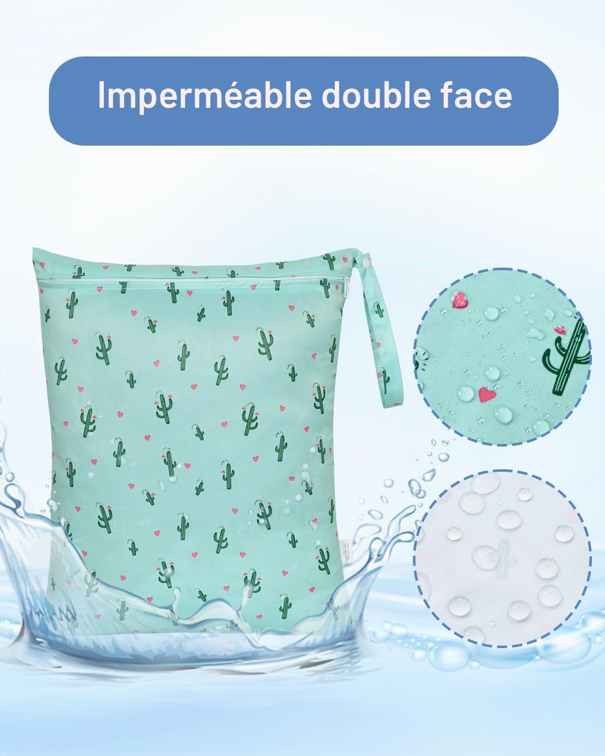 Sac à Couches Lavables 32x40cm Étanche Réutilisable Piscine Voyage Imperméable 2 Pièces