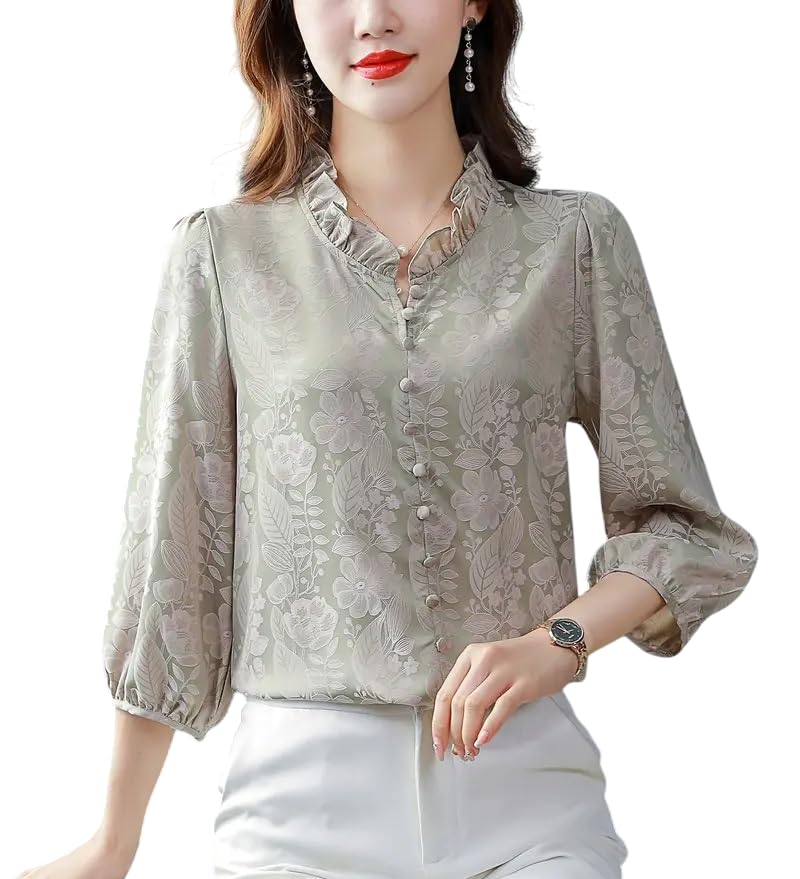 litzo Shirts for Women – Korean Style Long Sleeve Oversized Button Down | Plus Size Workwear Top for Office & Casual Wear (L-95-97)-picture-38