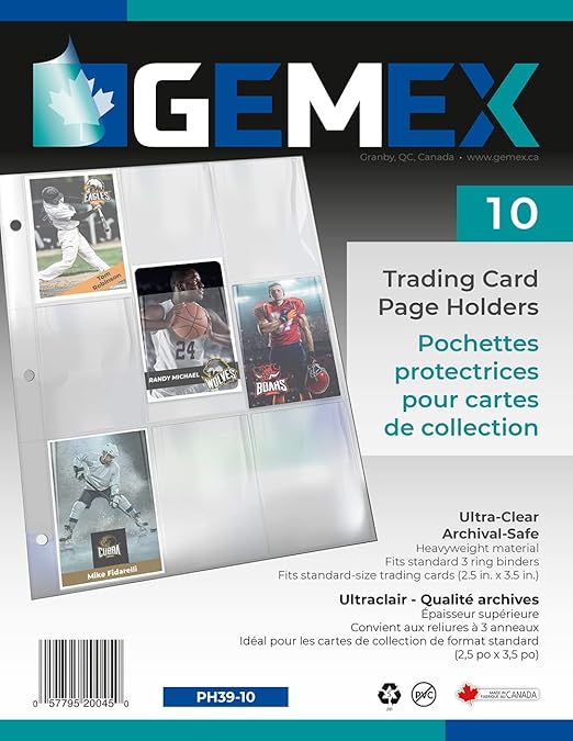 GEMEX Trading Card Protector Sleeves for Binder, 9 Pocket Page