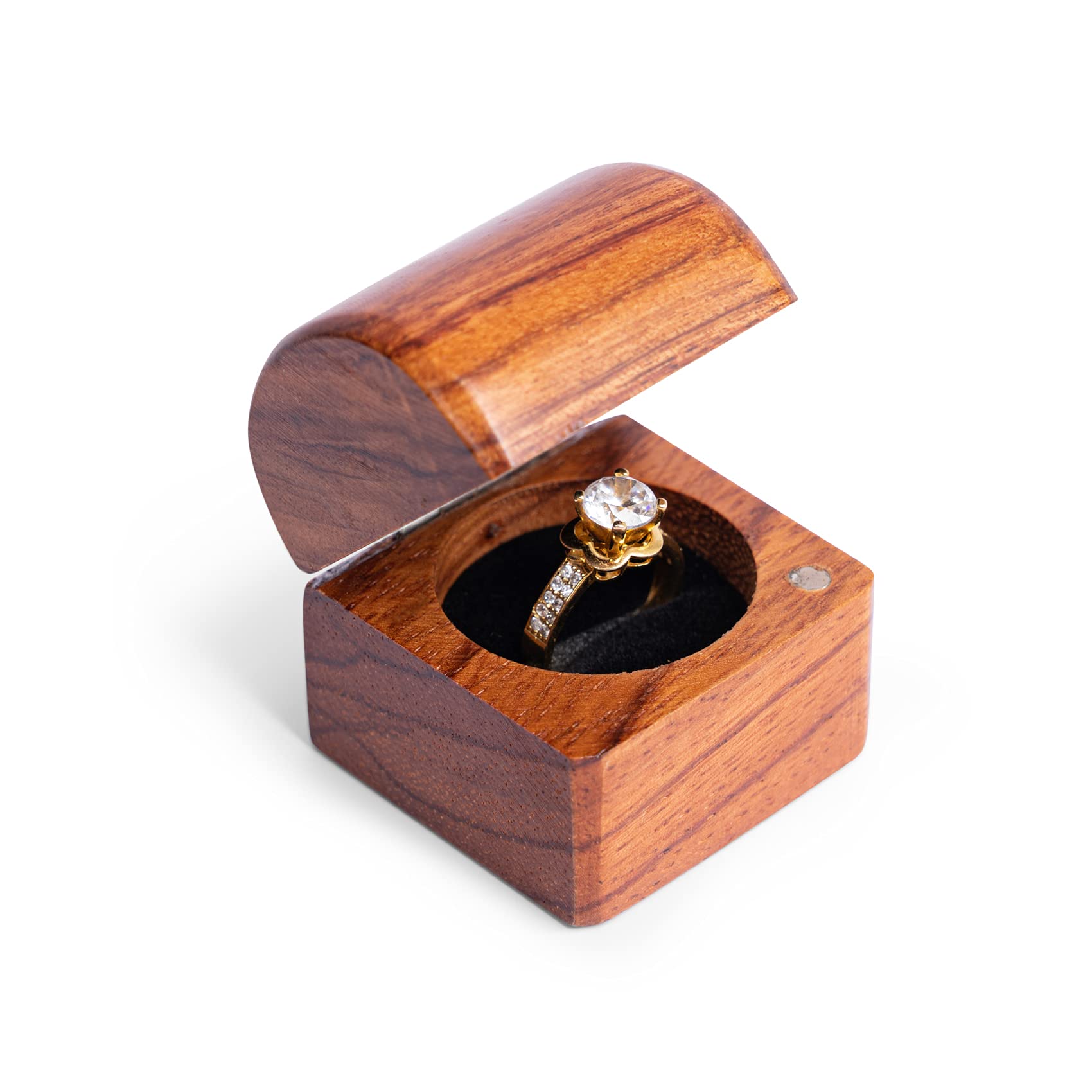 Mrs Ring Box – Handmade Wood Ring Box for Wedding Day Ring Boxes Small Engraved for Engagement/Proposal, Rustic Ring Box, Ring Storage Box Engagement Gift (Wood Ring Holder - Flower 1PC Mrs)