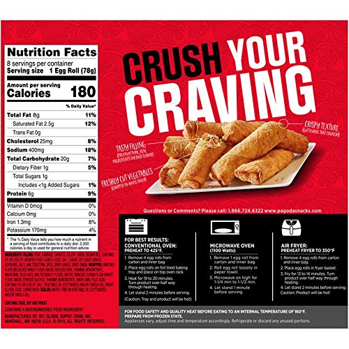 Pagoda, Eggrolls, Pork, 22 Oz, 8 Eggrolls