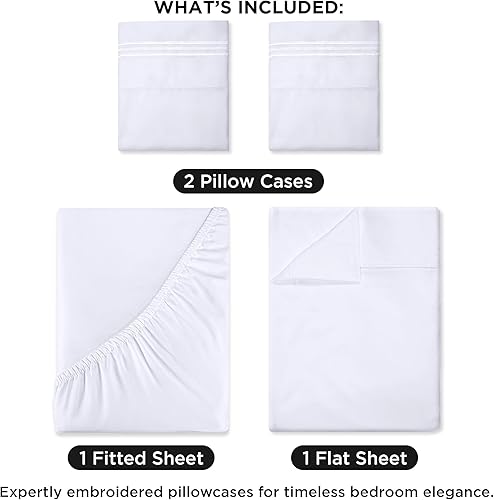 Miniatura 7 de ROYALE LINENS Juego de sábanas Cal King de 4 piezas, ropa de cama de microfibra suave cepillada de 1800 hilos, 1 sábana bajera, 1 sábana encimera, 2