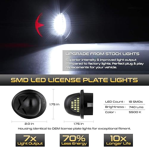 Miniatura 2 de VIPMOTOZ Patriot Red Star - Lámpara de matrícula LED completa para Ford F150 F250 F350 Super Duty Ranger Pickup Truck Explorer Bronco Excursion