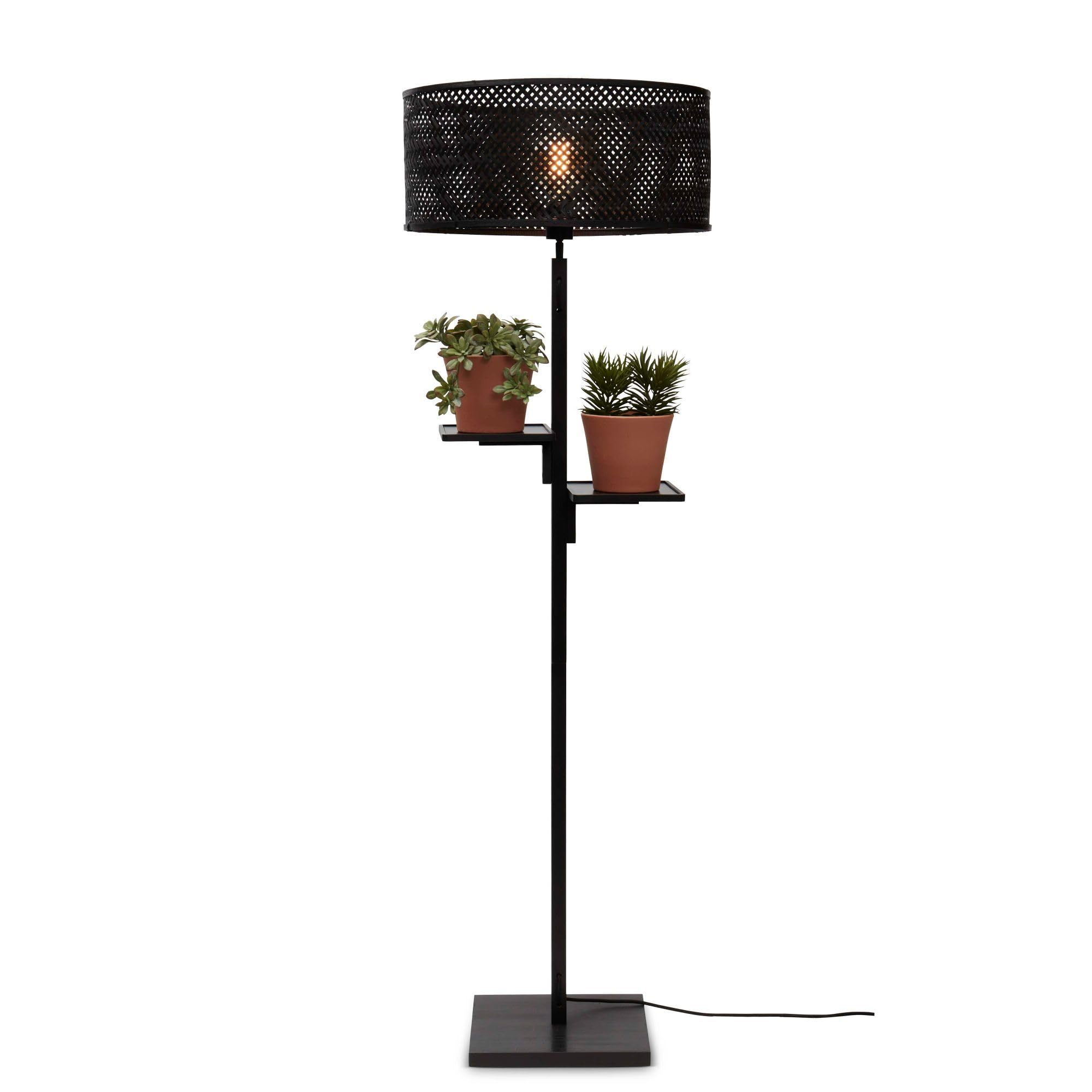 Good&Mojo [W] Lampe sur pied Java avec étagère Noir 50 x 22 cm