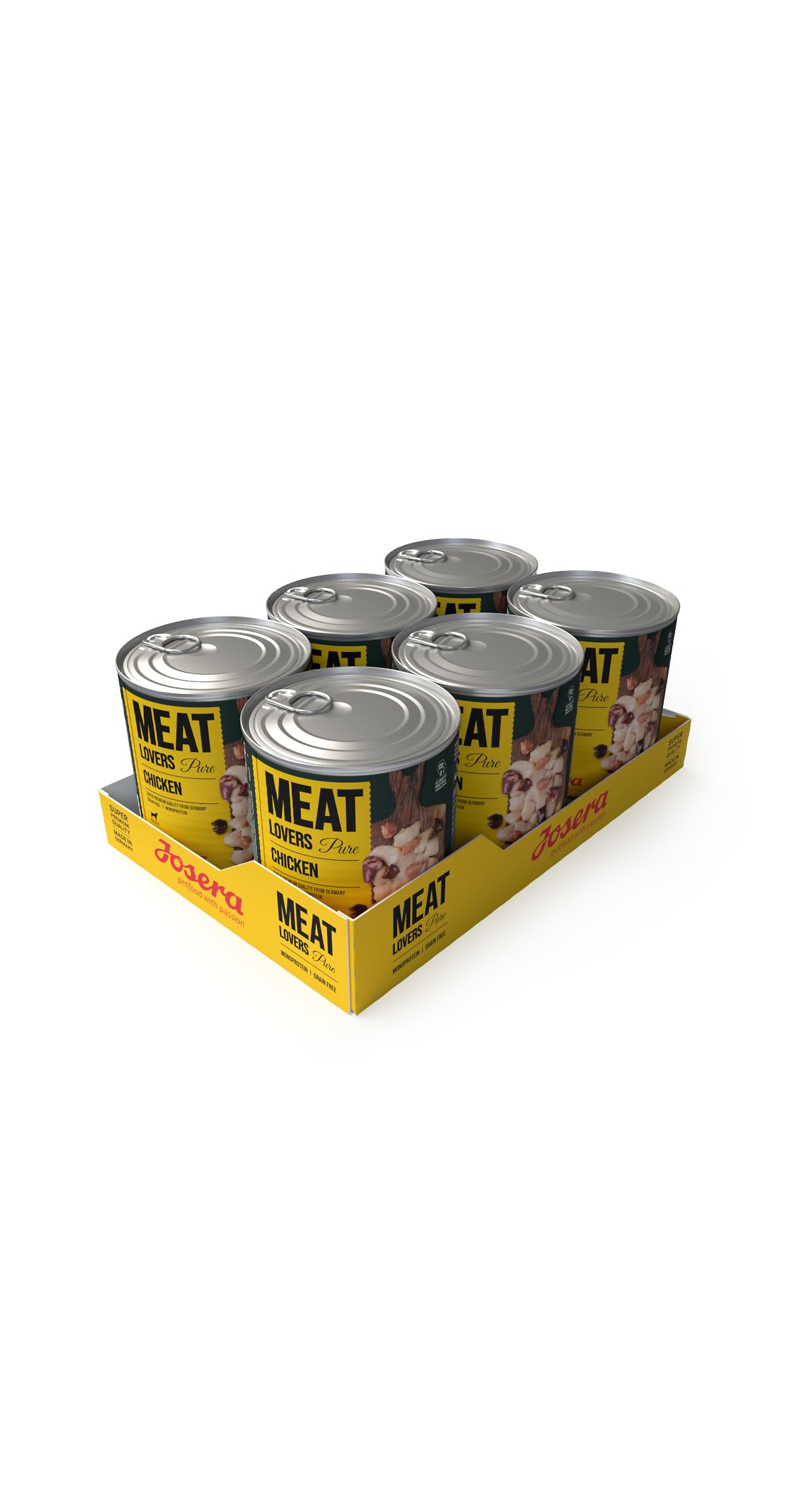 JOSERA Meat Lovers Pure Chicken (6 x 800 g) | Adult | Premium Nassfutter für ausgewachsene Hunde | extra viel Hühnerfleisch (68%) | Monoprotein | getreidefrei | Hundefutter nass | 6er Pack