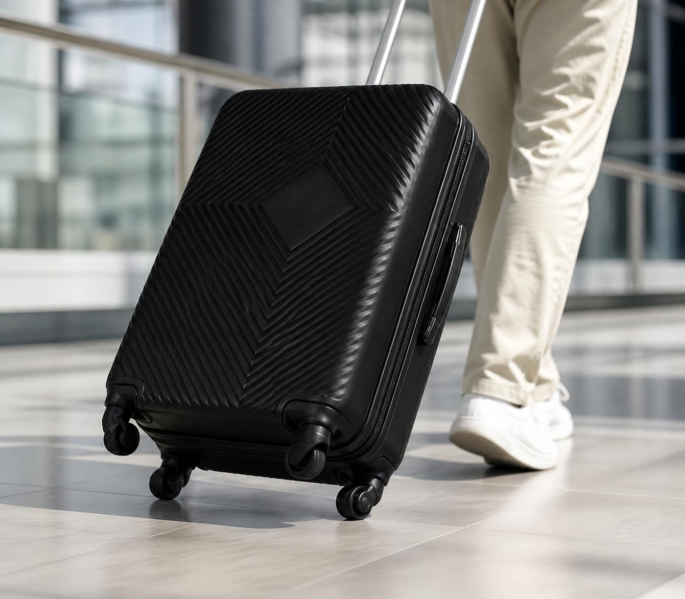 Set Valigie Rigide 3 Pezzi ABS Nero – Trolley Cabina 20”, Media 24”, Grande 28” – Ruote 360°, Lucchetto TSA, Manico Telescopico – Leggere, Resistenti, Valigie Viaggio