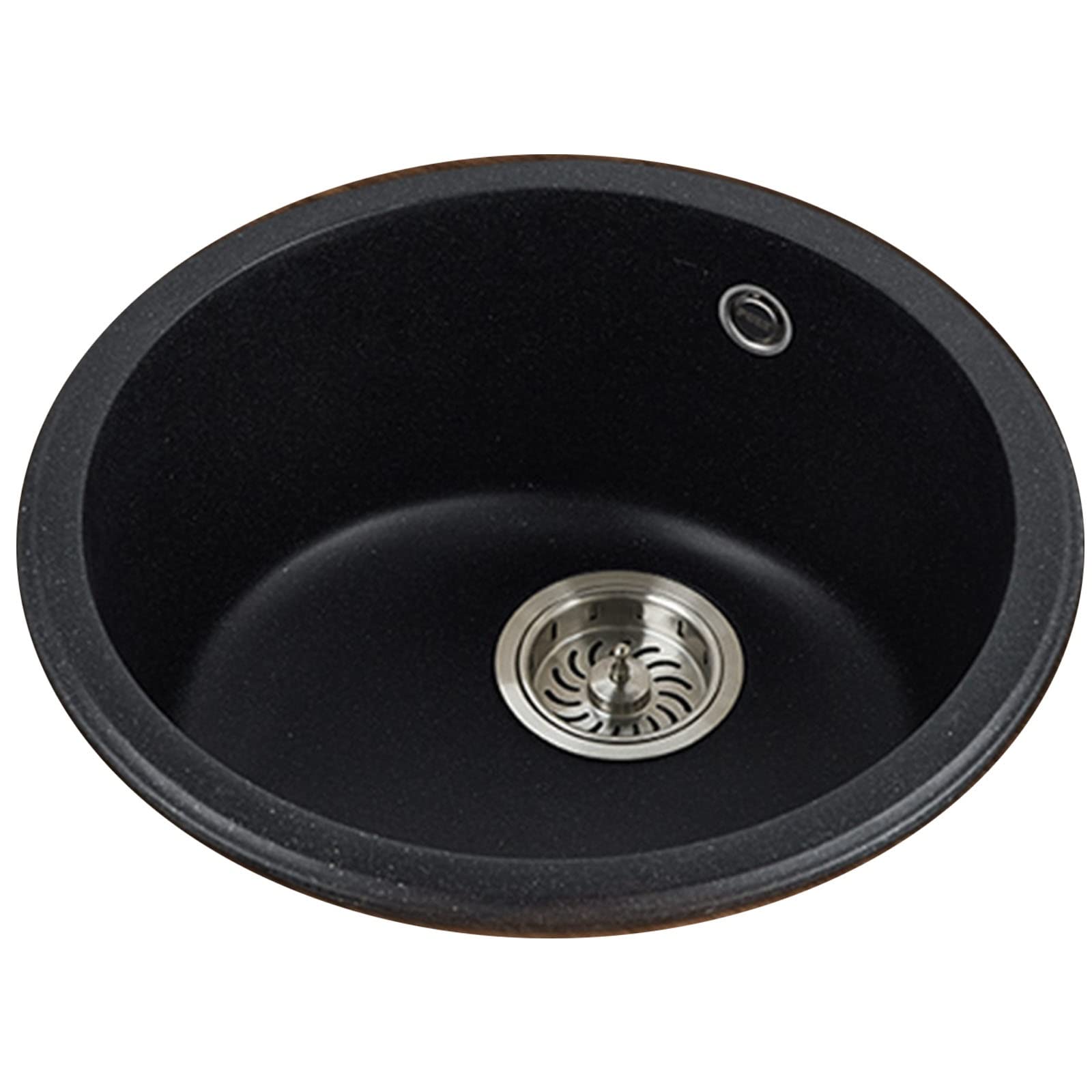 LMYSXAOZ Black Quartz Stone Kitchen Sink Round Basin with High Hardness and Long Service Life