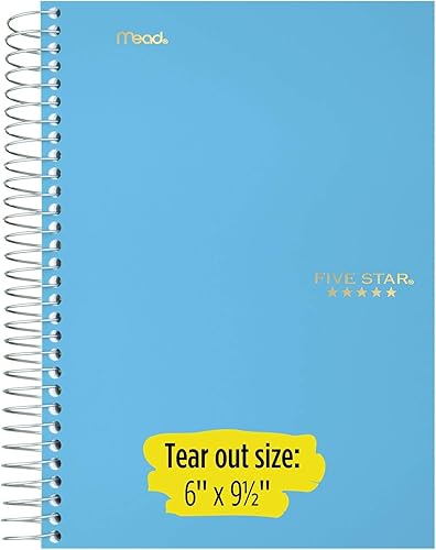 Miniatura 3 de Five Star Cuaderno en espiral 5 sujetos papel con reglas 96in x 60in azul 73659