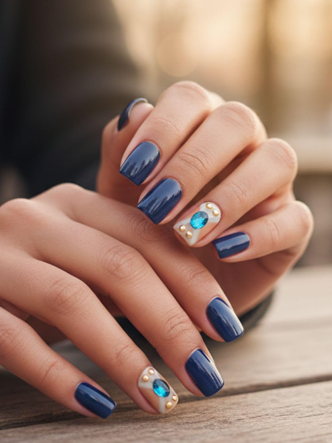 Press On Nails Reusable Artificial False Nails, Nail Art Set, Acrylic Fake Press on Nails Set, French Nails - Express Your Style with Ease (No Glue Needed)