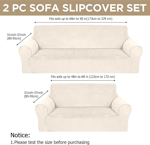 Miniatura 2 de Peryiter Juego de 2 Fundas para Sofá de Dos Plazas, Fundas Elásticas para Muebles de Sala de Estar, Funda para Sillón con Brazos, Ajuste Perfecto