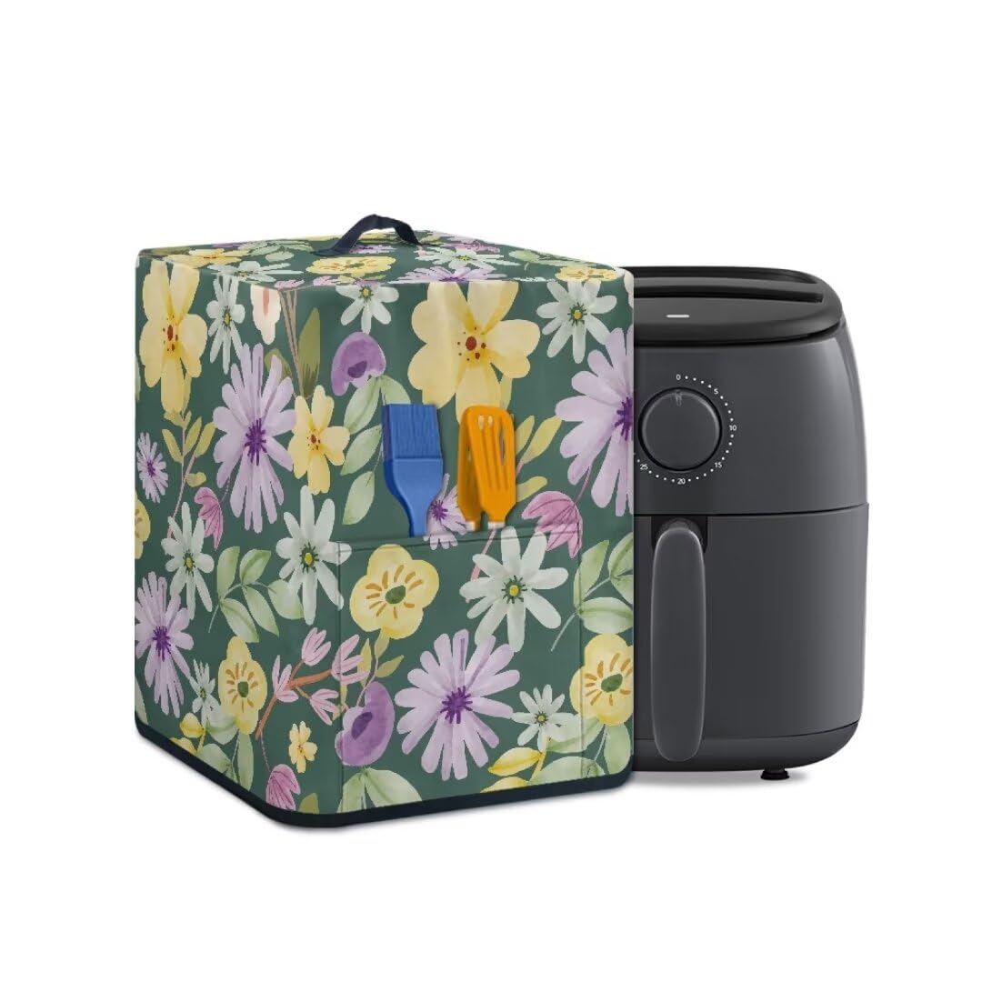 GOSTONG Air Fryer Dust Cover for Kitchen Appliance and Extra Accessories Gree Floral Stain Resistant Washable Dust Covers
