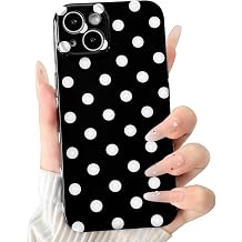 NITITOP Compatible with iPhone 14 Case Stylish Cute Polka Dots Pattern for Women Men Girl Boy Smooth Glossy Back Shockproof Protective Phone Cover - White Black