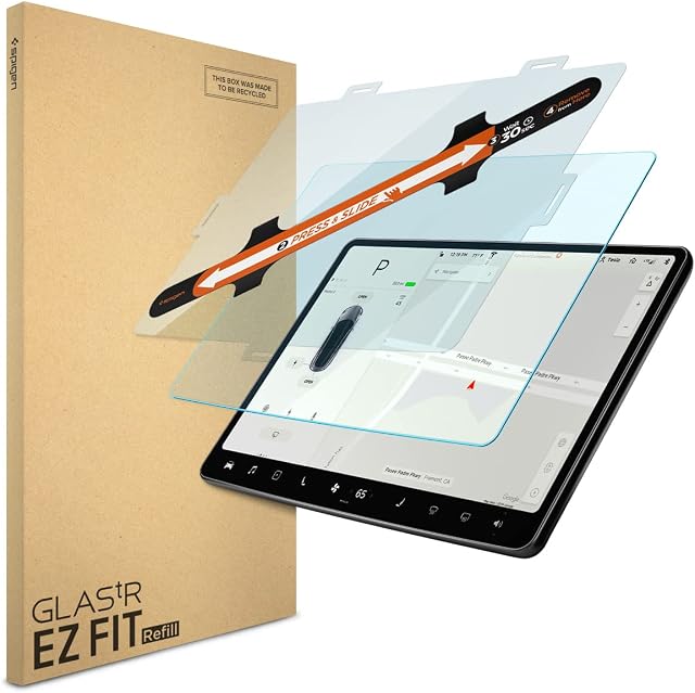 Spigen Tempered Glass Screen Protector [Glas.tR EZ FIT - Refill] designed for Tesla Model 3 / Y 15" Touchscreen - Matte/Anti Finger Print