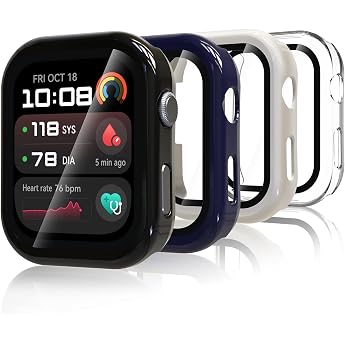 Pack of 4 Protective Cases Compatible with Huawei Watch D2 Hard PC Case with Screen Protector HD Case Cover with Tempered Glass - White/Black/Blue/Transparent