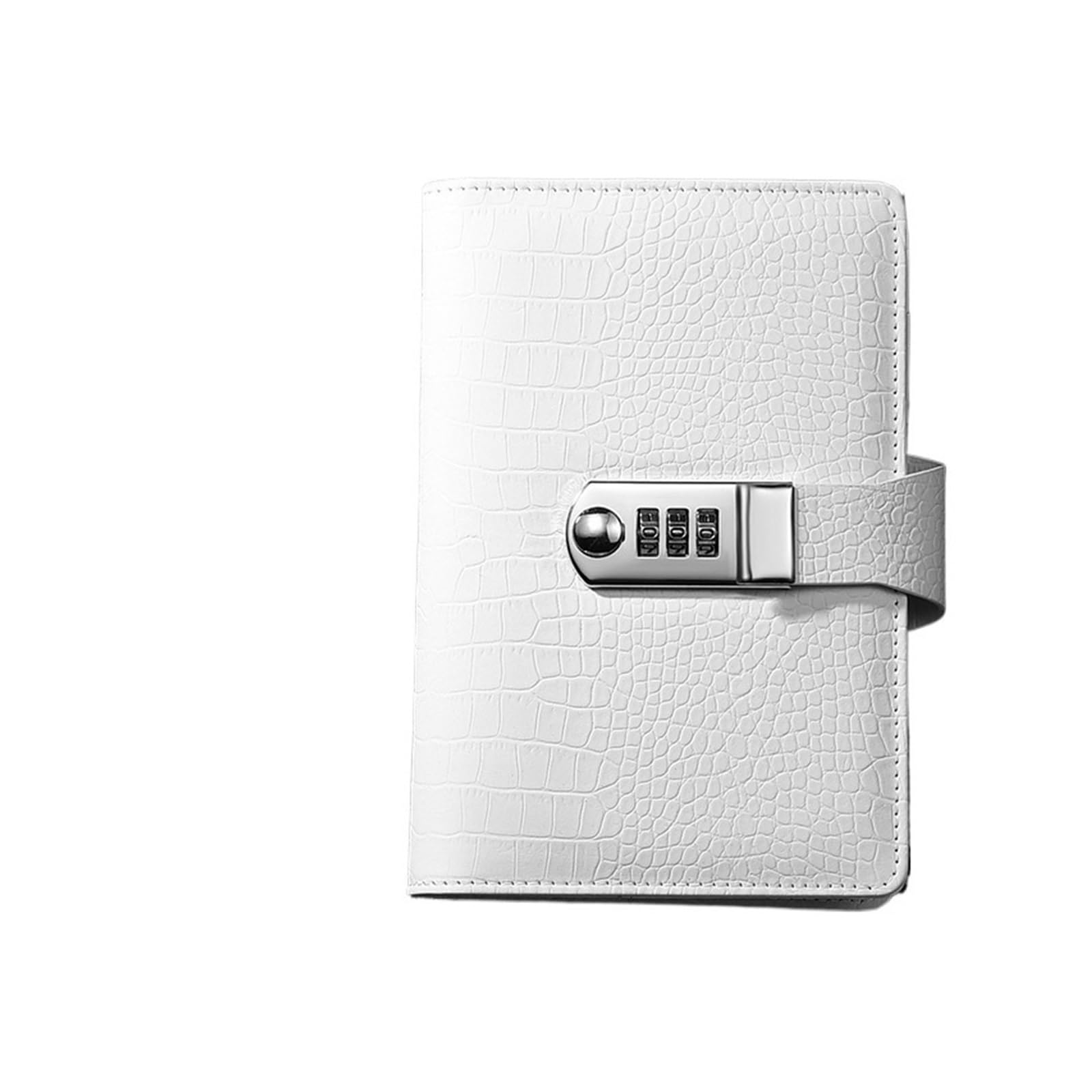 LYHYDMA Notebook A6 A5 Binder Notebook Vintage Luxury Crocodile Textured Leather Diary Password Notes Book with Lock Office Agenda Man Gift For study, work(A6 White)
