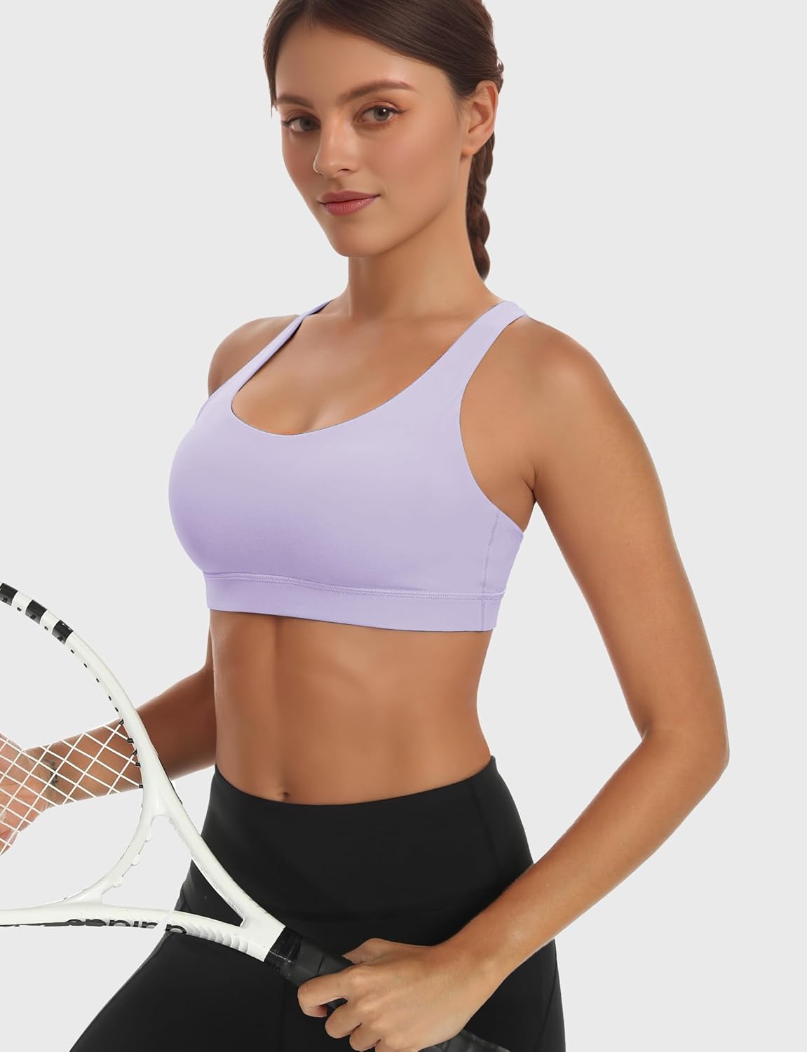 Buauty Sports Bras for Women, High Support Racerback Bras for Large Bust, High Impact Strappy Yoga Workout Gym Bra - Image 5