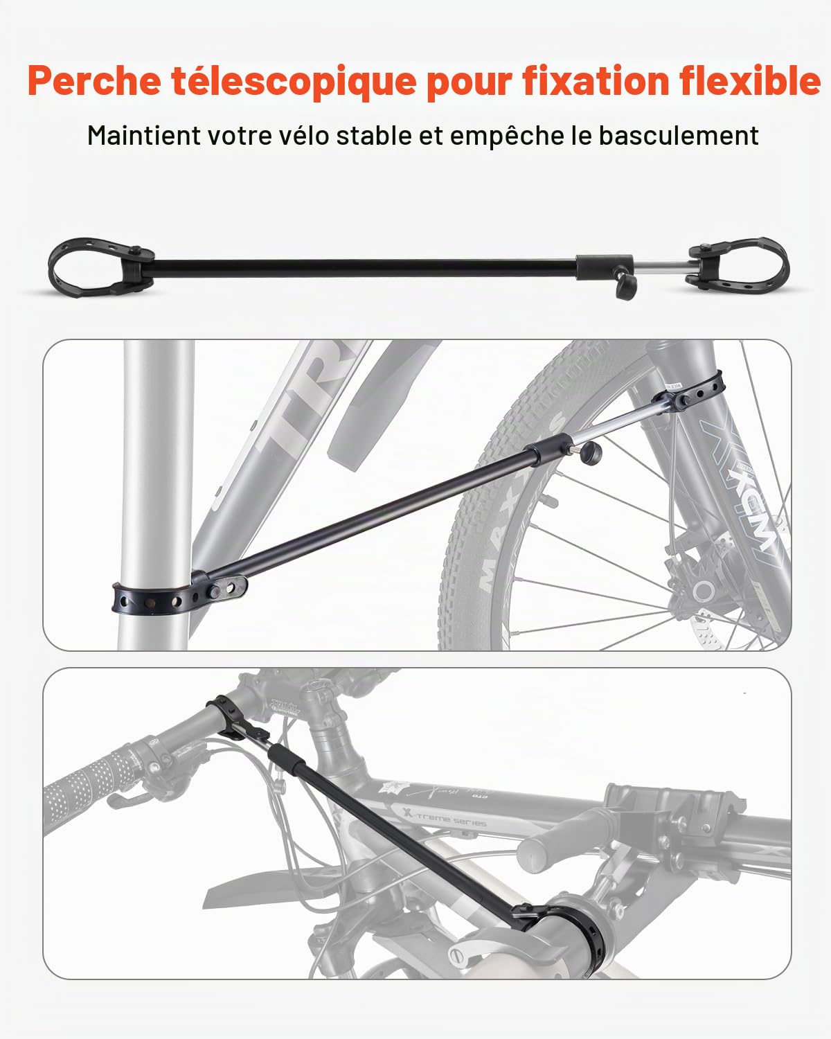 VEVOR Pied d'atelier vélo pliable, hauteur réglable de 1025-1510 mm, support de réparation de vélo robuste, charge 49,9 kg, stand de bicyclettes avec grand plateau à outils, pour VTT et vélos de route