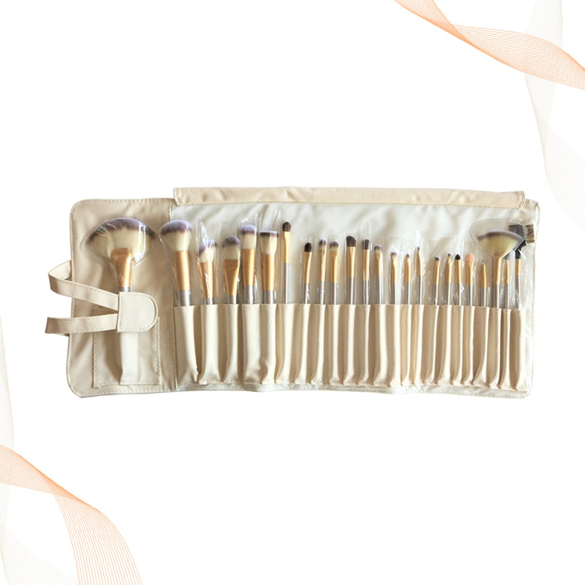 Set di Pennelli Cosmetici 24 Pezzi Beige Portatile per Casa