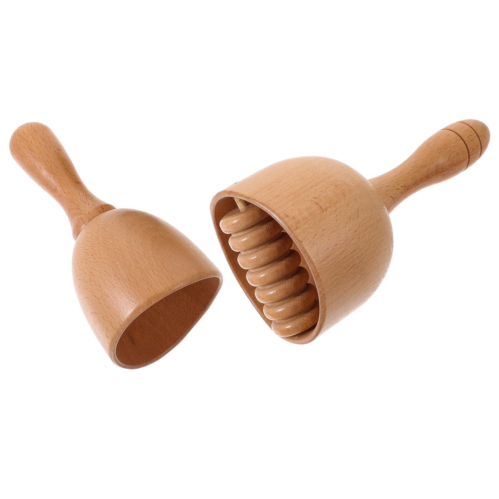 Tofficu 2 Piezas de Rodillos Masajeadores de Madera para Espalda, Herramienta Práctica para Alivio Muscular y Tratamiento Físico, Diseño en Copa Ergonómica