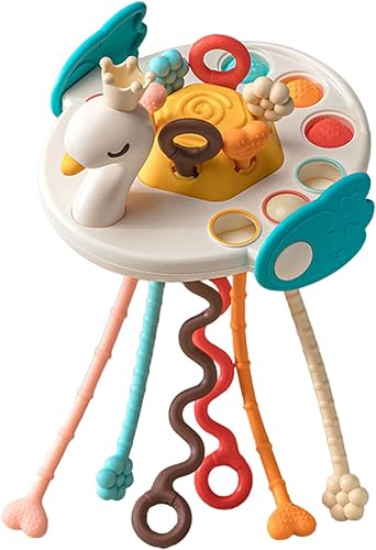 Juguetes Montessori sensoriales para bebé, cuerda de tracción para habilidades motoras finas, juguete de viaje para asiento de automóvil con botones