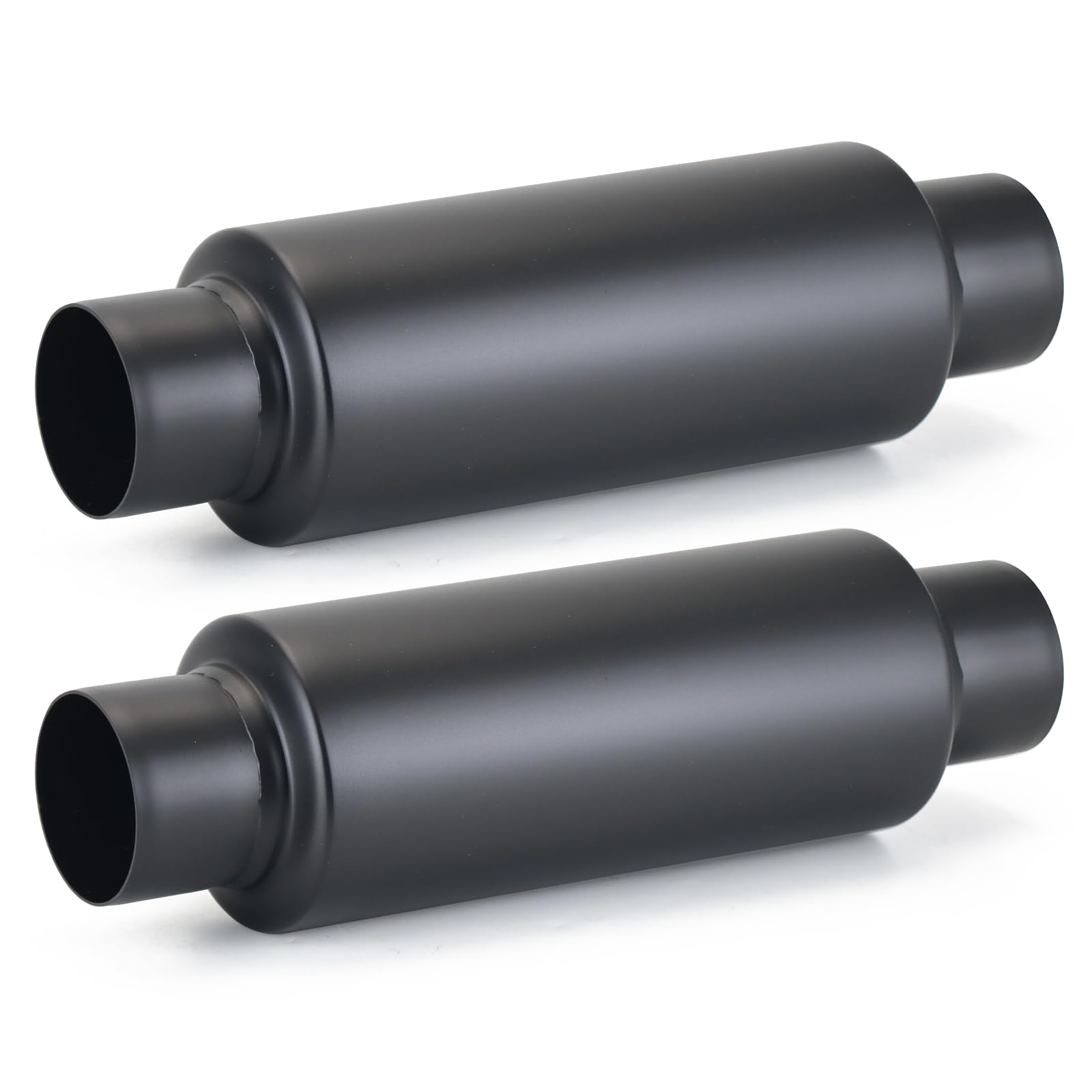 A-KARCK 2 Pack 2.5" Inlet Exhaust Resonator, 2.5" Inlet 2.5" Outlet 13.8" Overall Length Muffler Resonator Stainless Steel,Polished (Black)