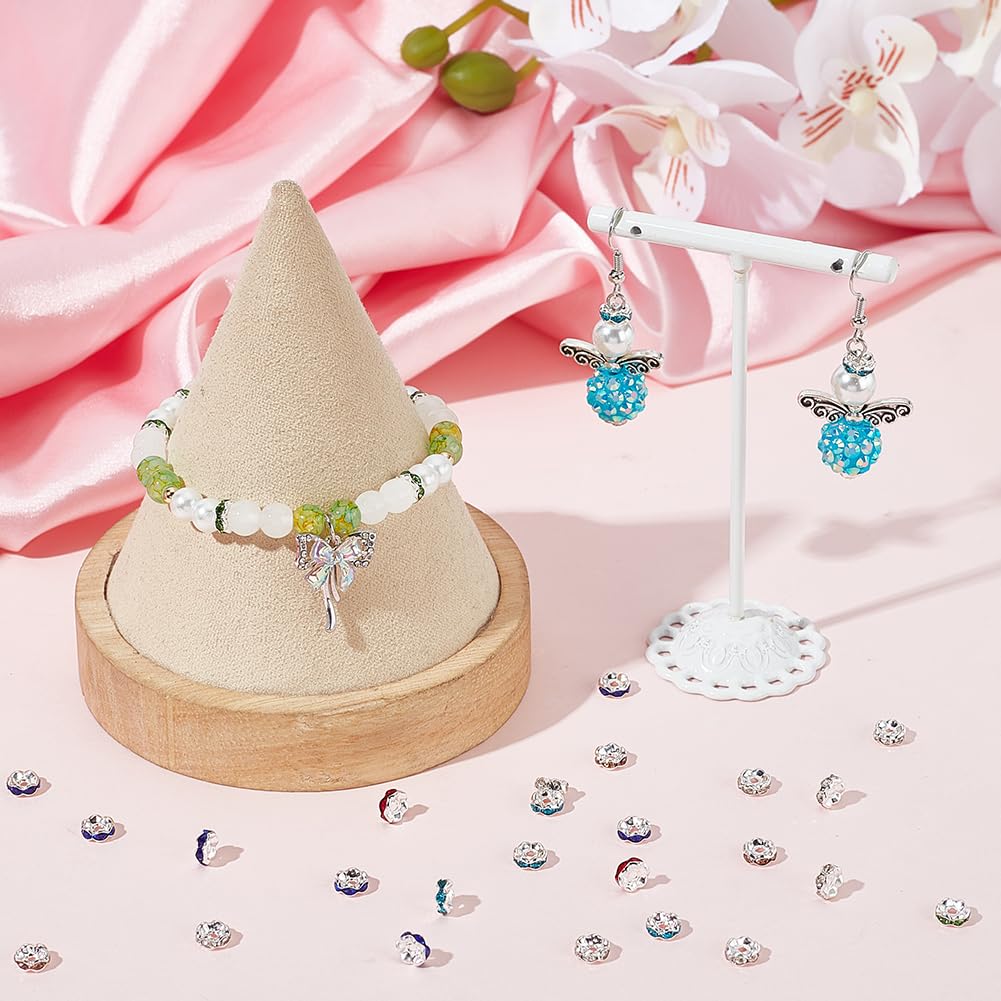 1 Box 400 Stück zufällige Farbe 6 mm Strass-Abstandshalter Perlen Kristall Rondelle Perlen Messing Acryl Wellenkante lose Wellenperlen für Schmuckherstellung Zubehör DIY Halsketten Armbänder