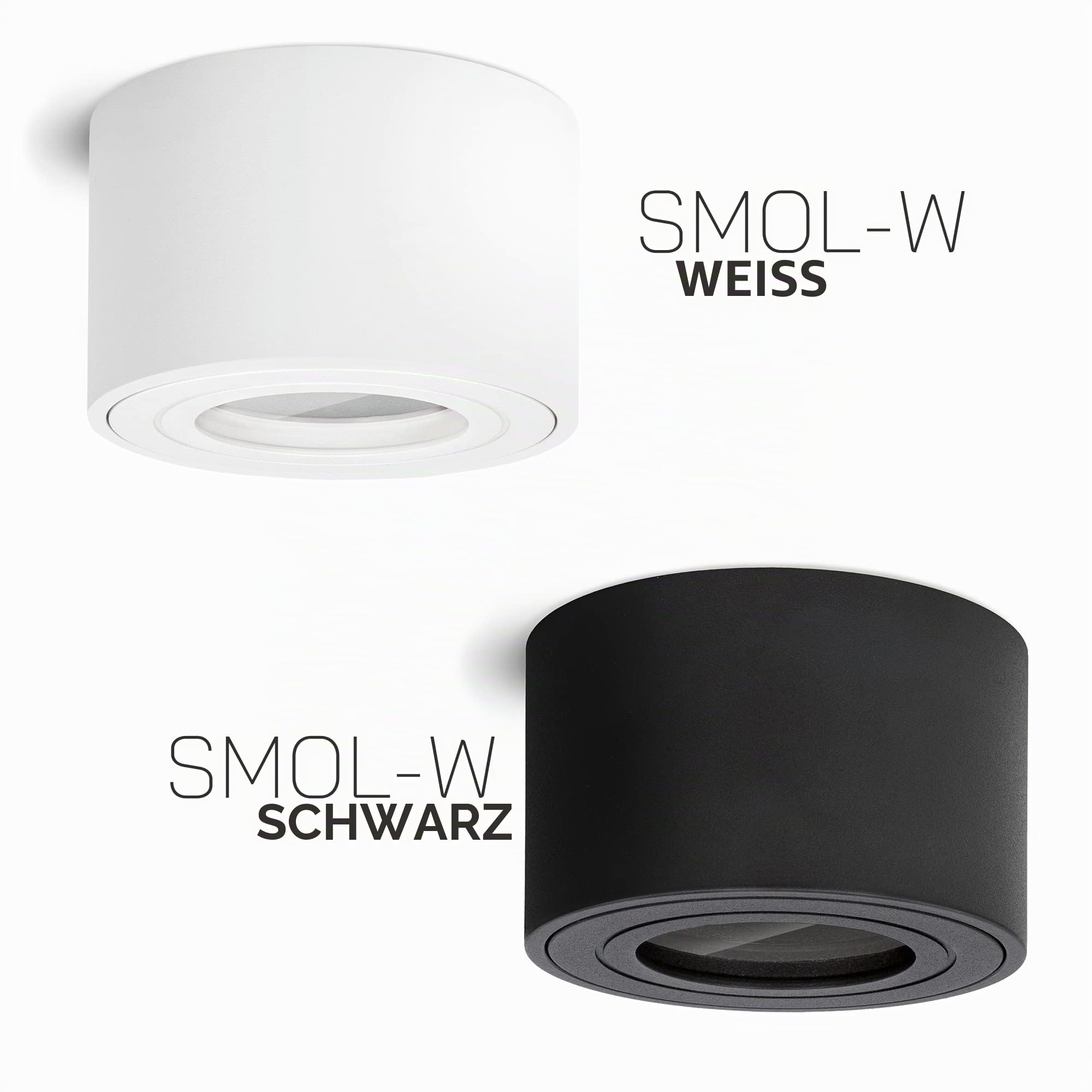 linovum SMOL-W Aufbauspot 4er Set weiß rund IP44 flach 65mm für LED-Modul