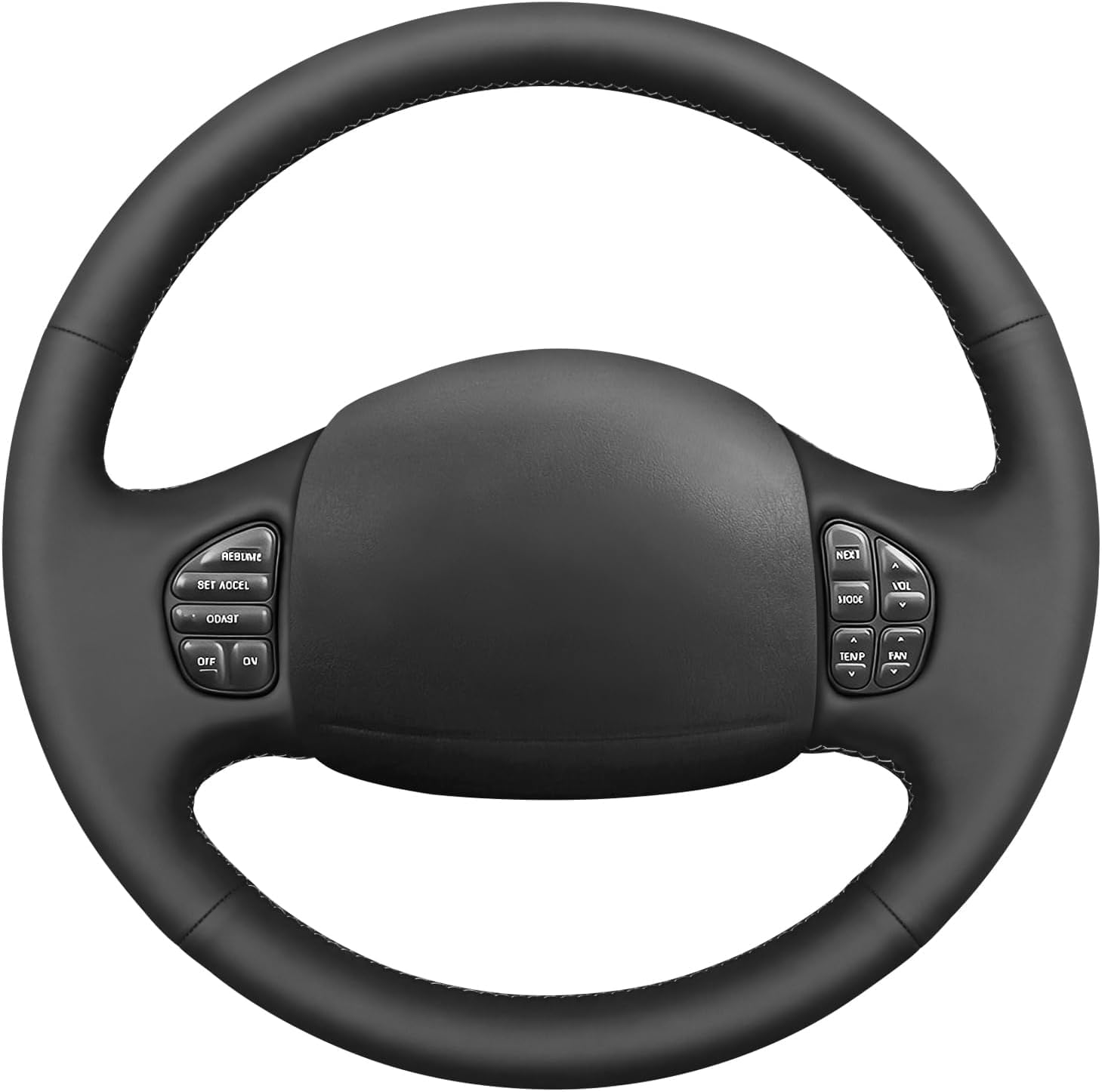 Loncky Black Genuine Leather Hand Stitched Steering Wheel Cover for Ford Excursion 2002 2003 2004 2005 F-250 F-350 F-450 F-550 2003 2004 2005 2006