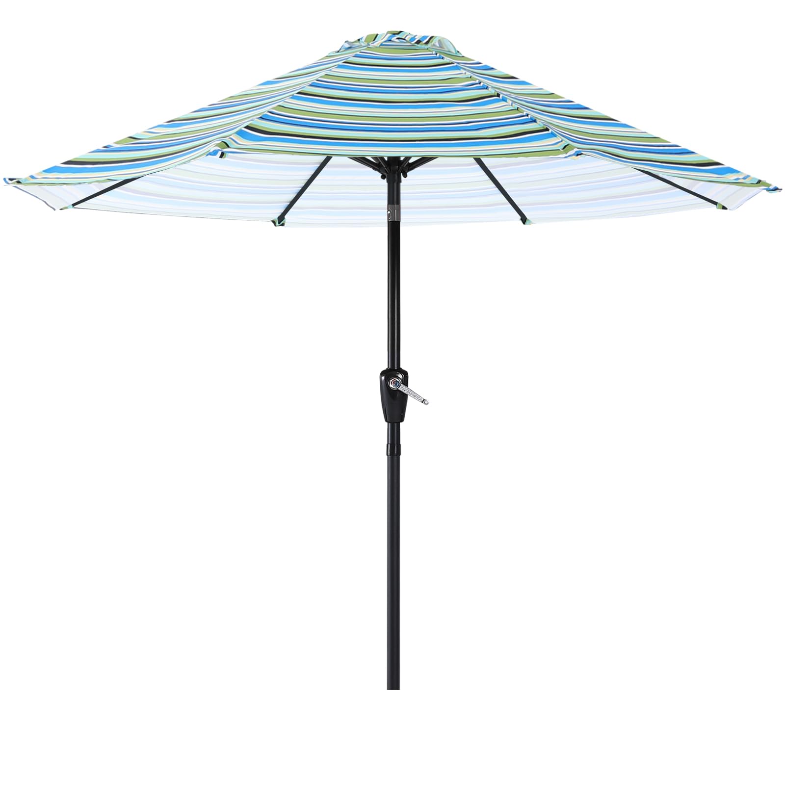 (Similar to stock photo) ABCCANOPY 9FT Patio Umbrella - Outdoor Waterproof Table Umbrella with Push Button Tilt and Crank, 8 Ribs UV Protection Pool Umbrella for Garden, Lawn, Deck & Backyard (Blue Green Stripes)