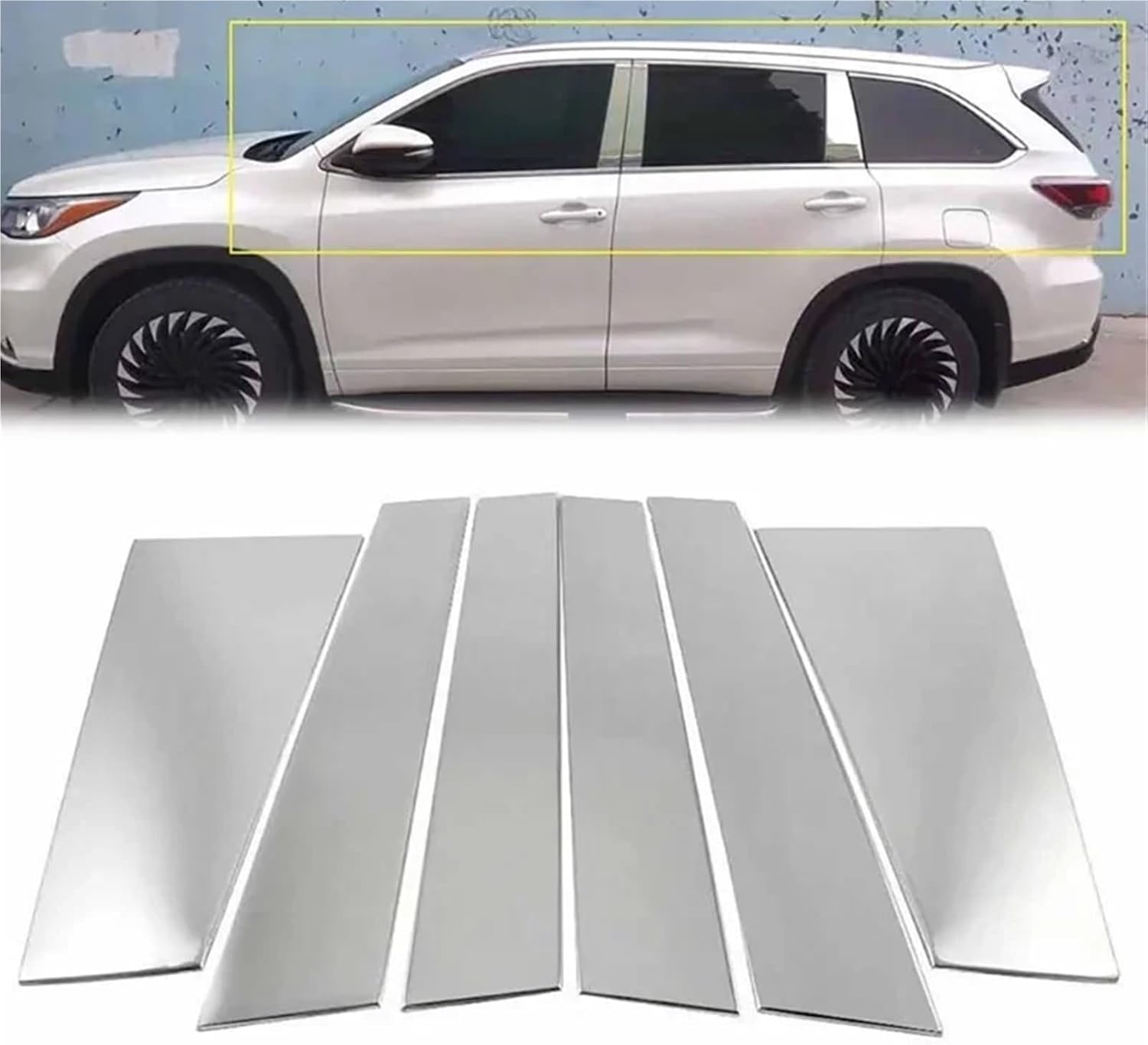 For Silver Highlander Kluger 2014-2019 Car Pillar Post Trim